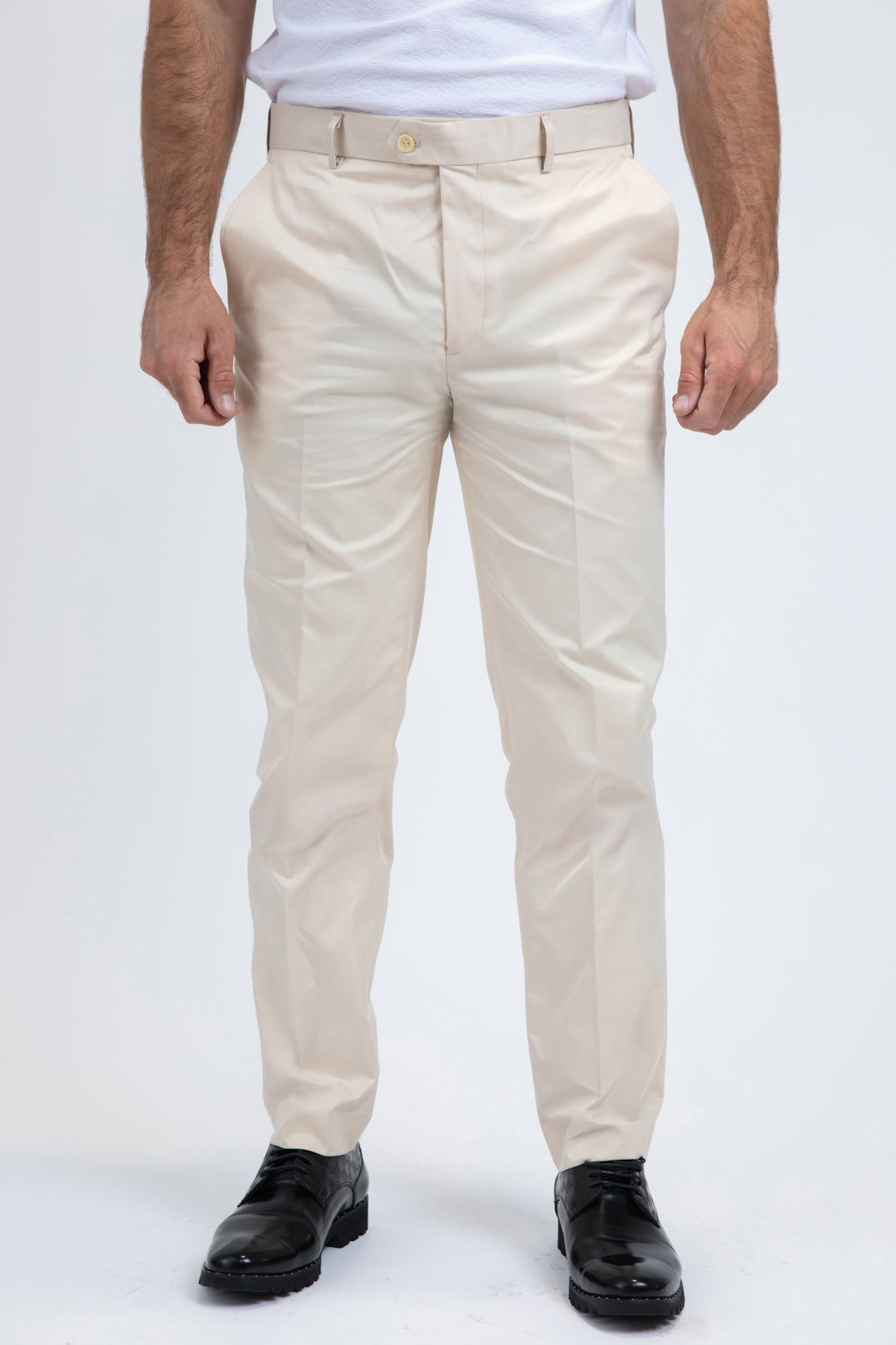 Heath Mens Poly-Stretch Slim Fit Beige Suit Pants