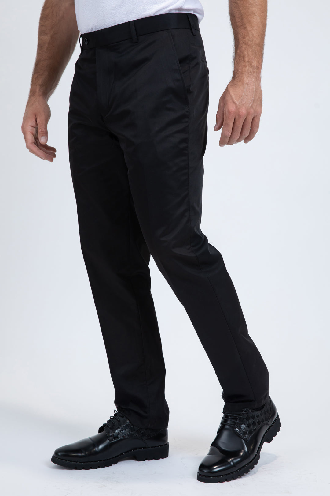 Heath Mens Poly-Stretch Slim Fit Black Suit Pants