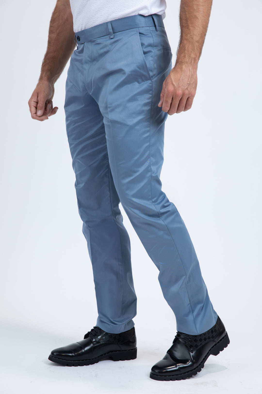 Heath Mens Poly-Stretch Slim Fit Blue Suit Pants