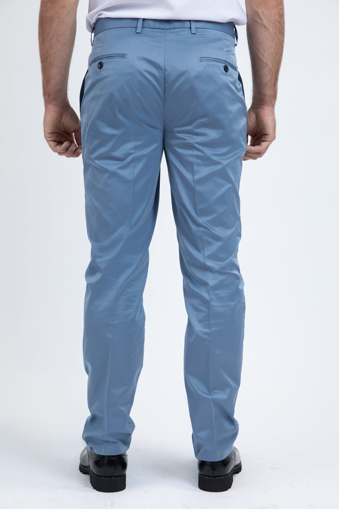 Heath Mens Poly-Stretch Slim Fit Blue Suit Pants