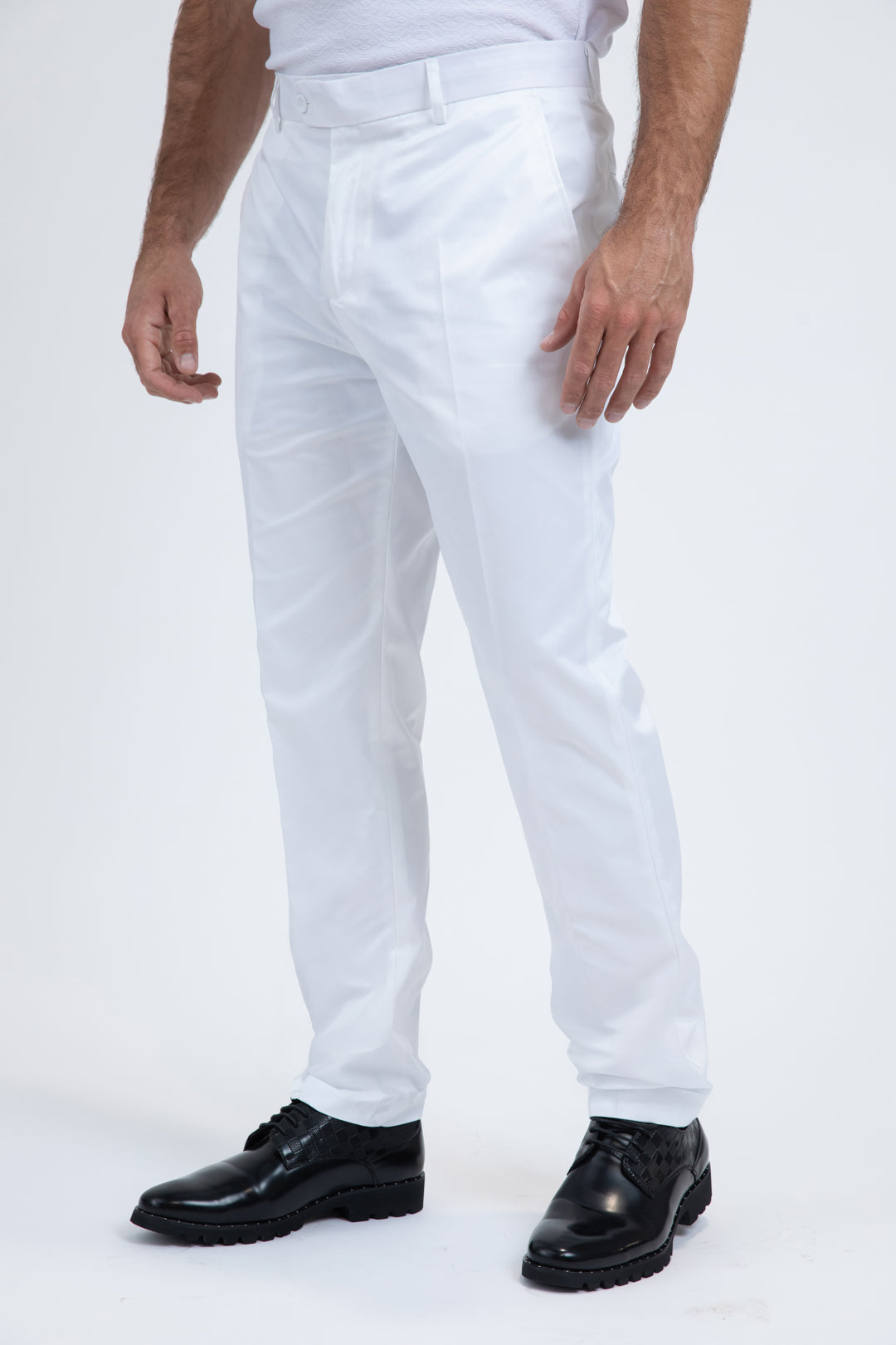 Heath Mens Poly-Stretch Slim Fit White Suit Pants