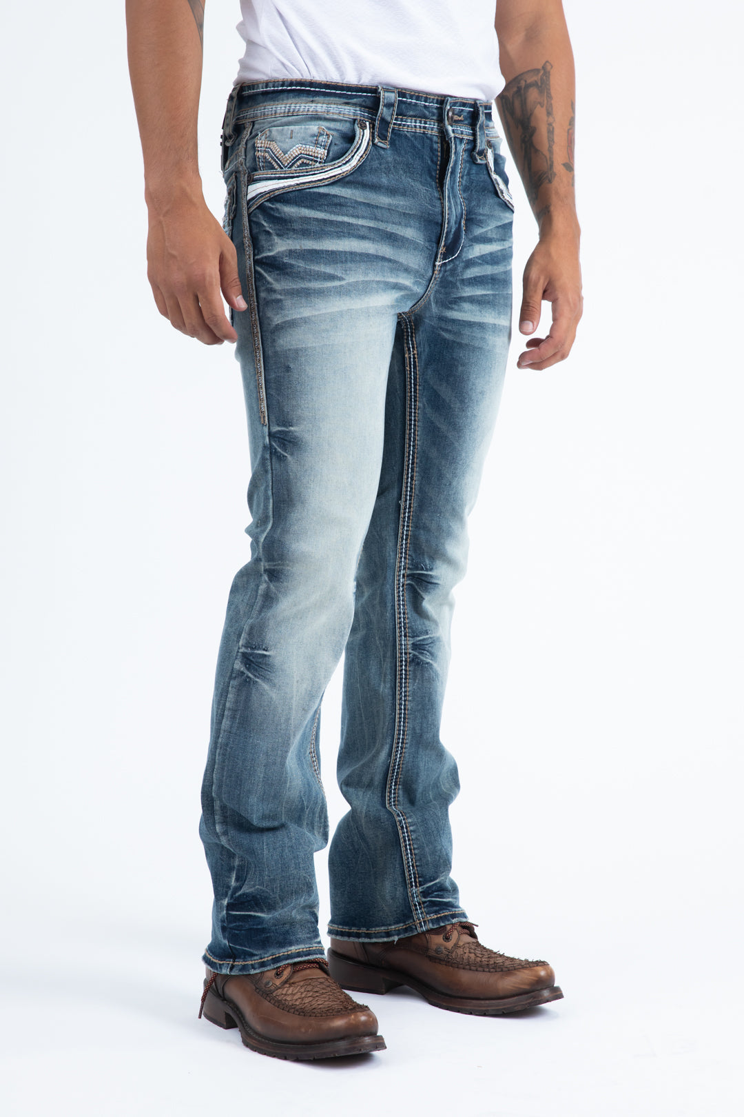 Holt Men's Blue Slim Boot Cut Jeans