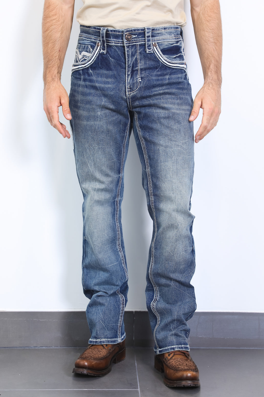 Holt Men's Blue Slim Boot Cut Jeans