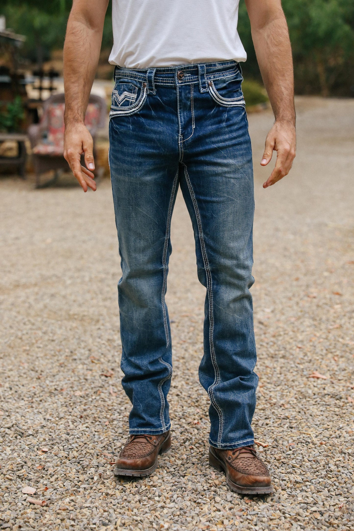 Holt Men's Blue Slim Boot Cut Jeans