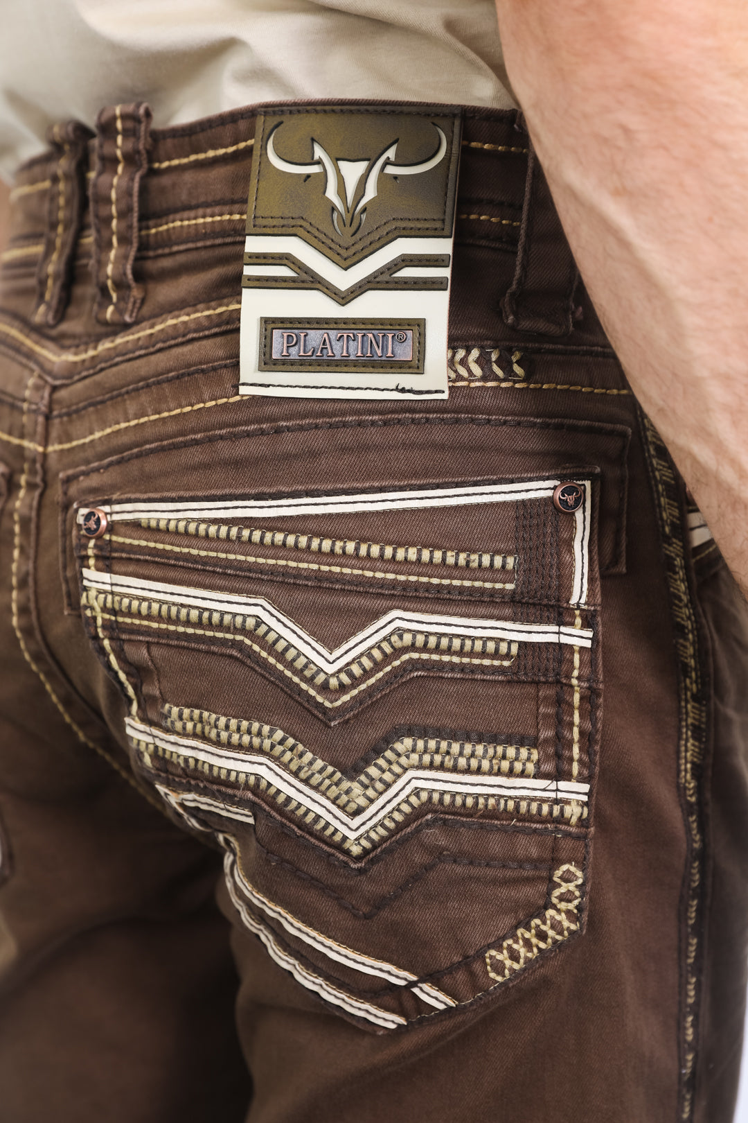 Holt Men's Brown Slim Boot Cut Jeans