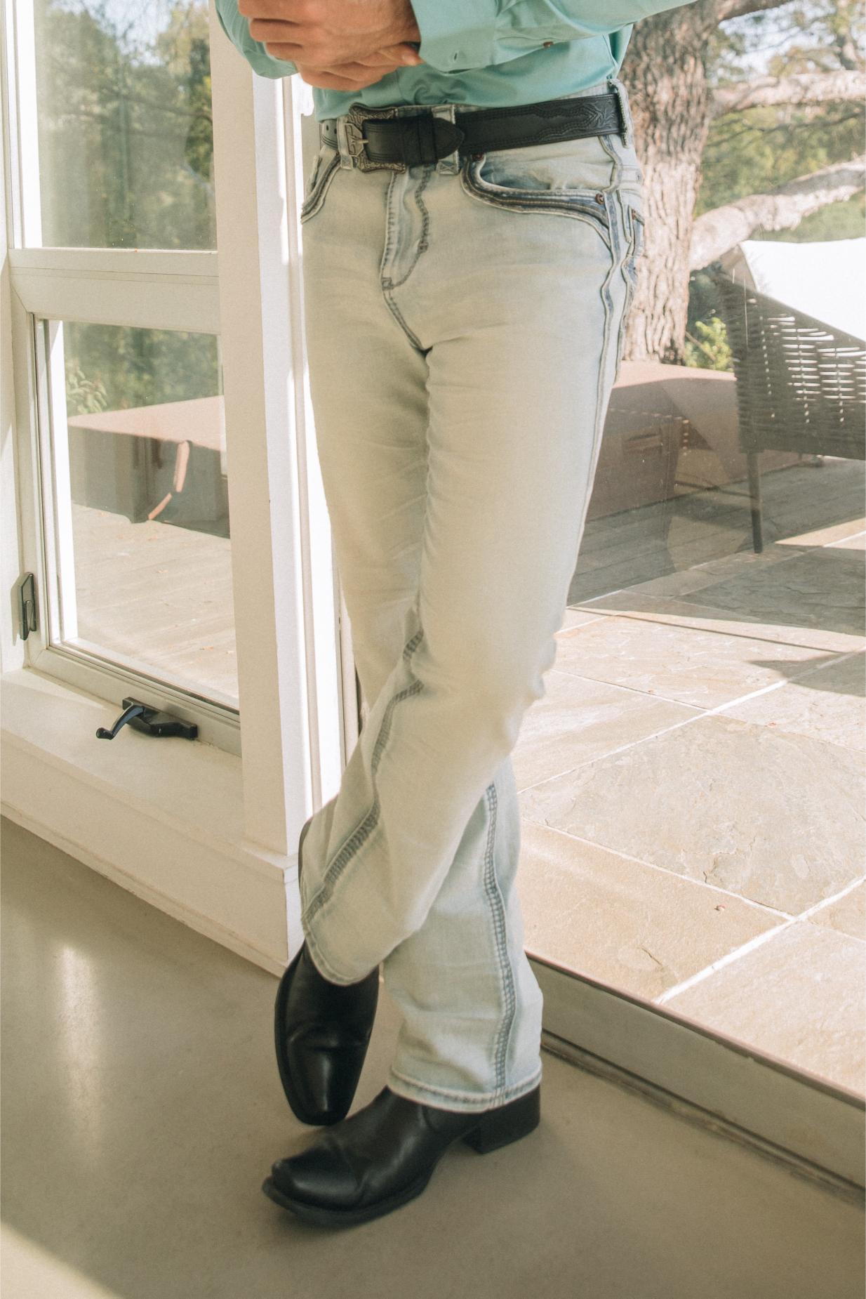 Holt Men's Light Blue Slim Boot Cut Jeans