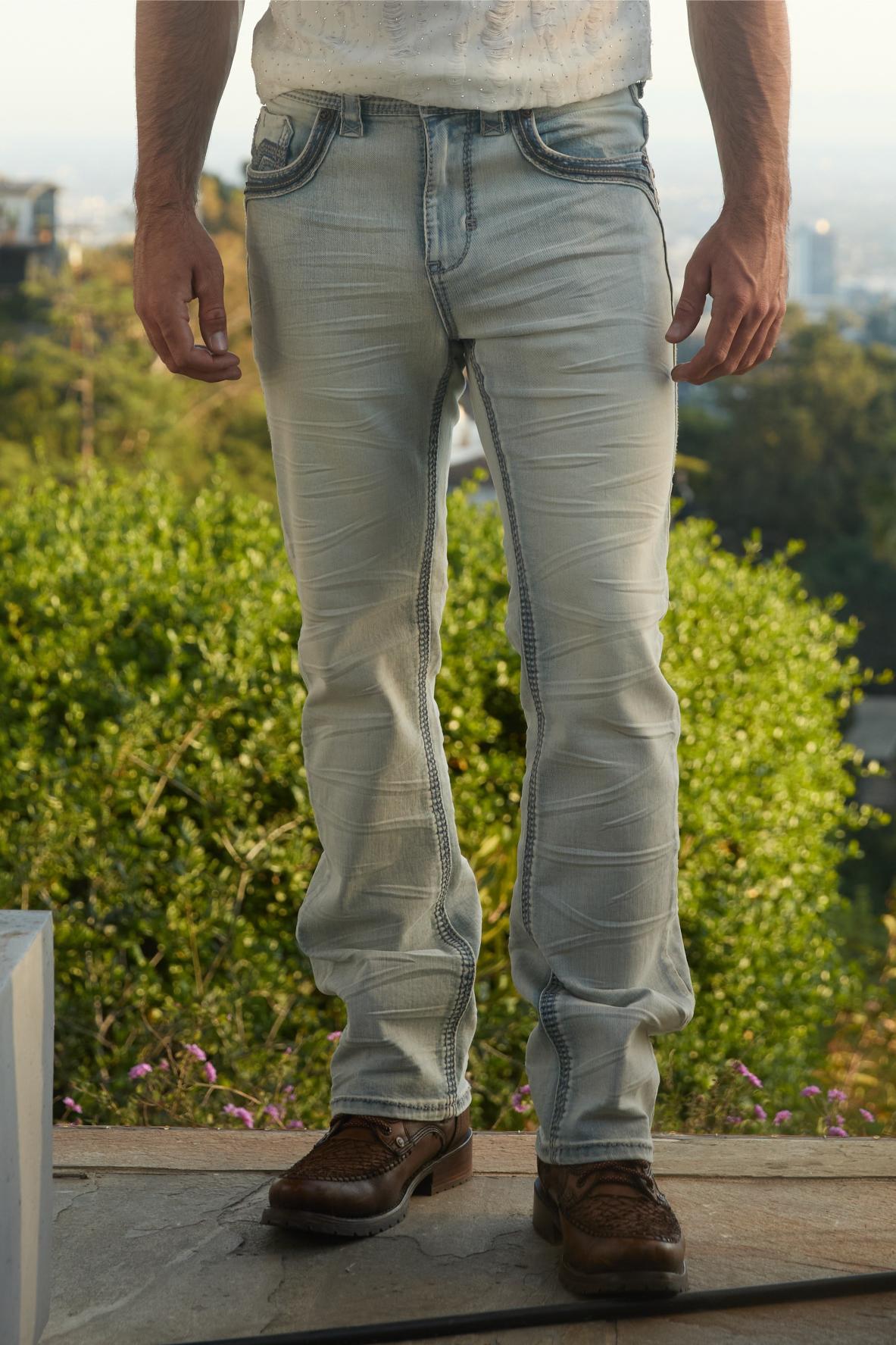 Holt Men's Light Blue Slim Boot Cut Jeans