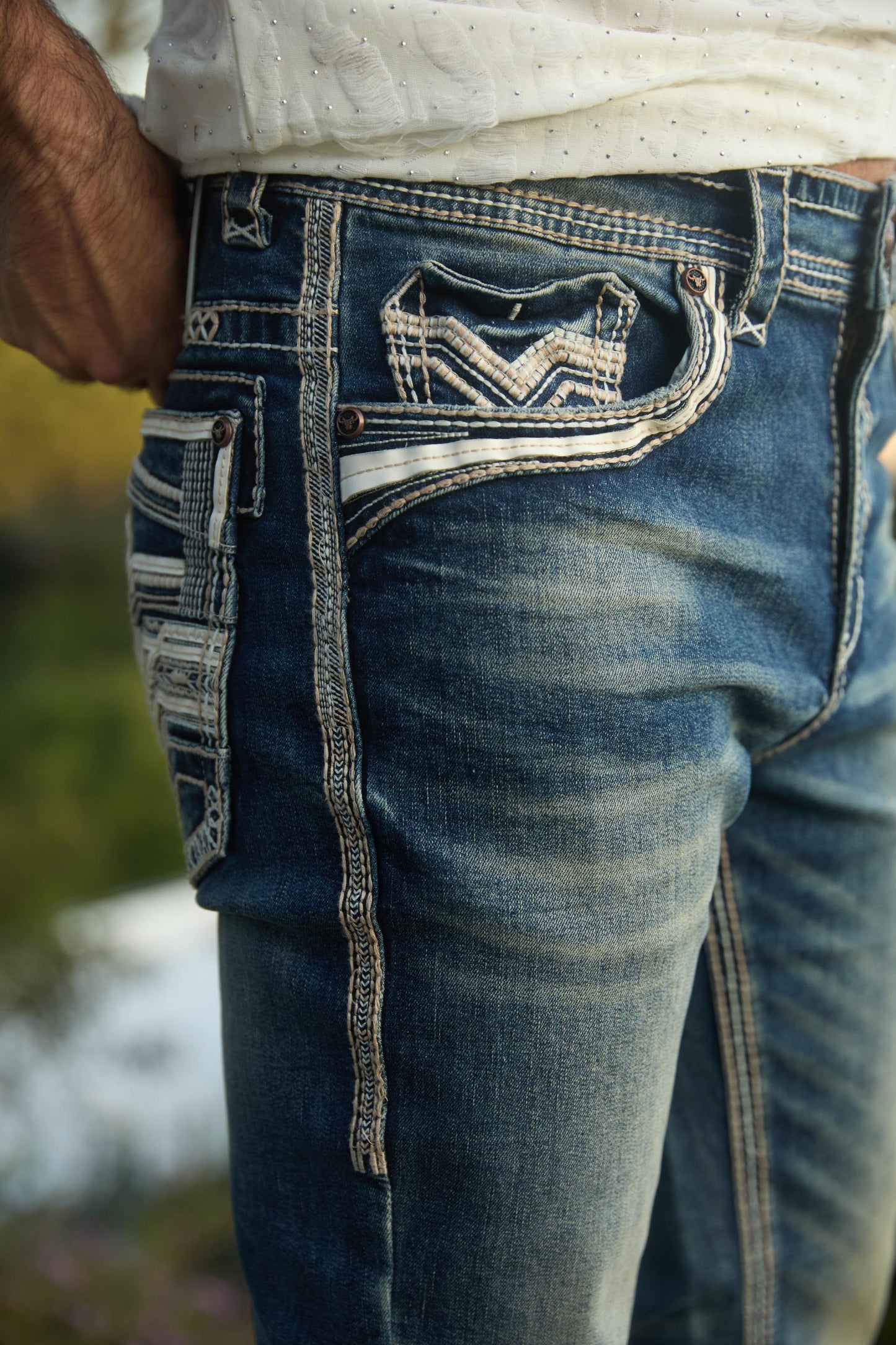 Holt Men's Blue Slim Boot Cut Jeans
