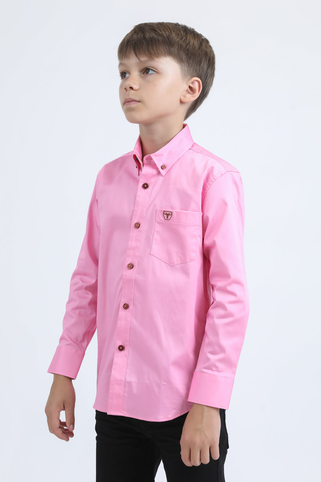 Kid´s Single Pocket Logo Modern Fit Stretch Hot Pink Dress Shirt