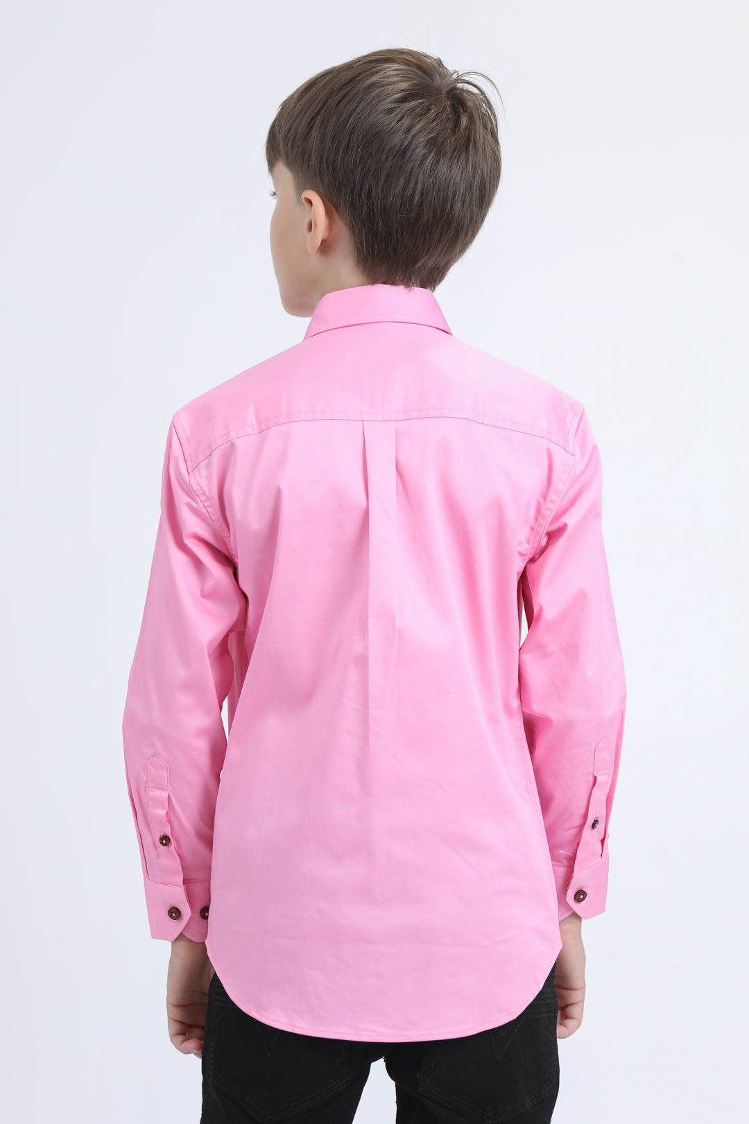 Kid´s Single Pocket Logo Modern Fit Stretch Hot Pink Dress Shirt