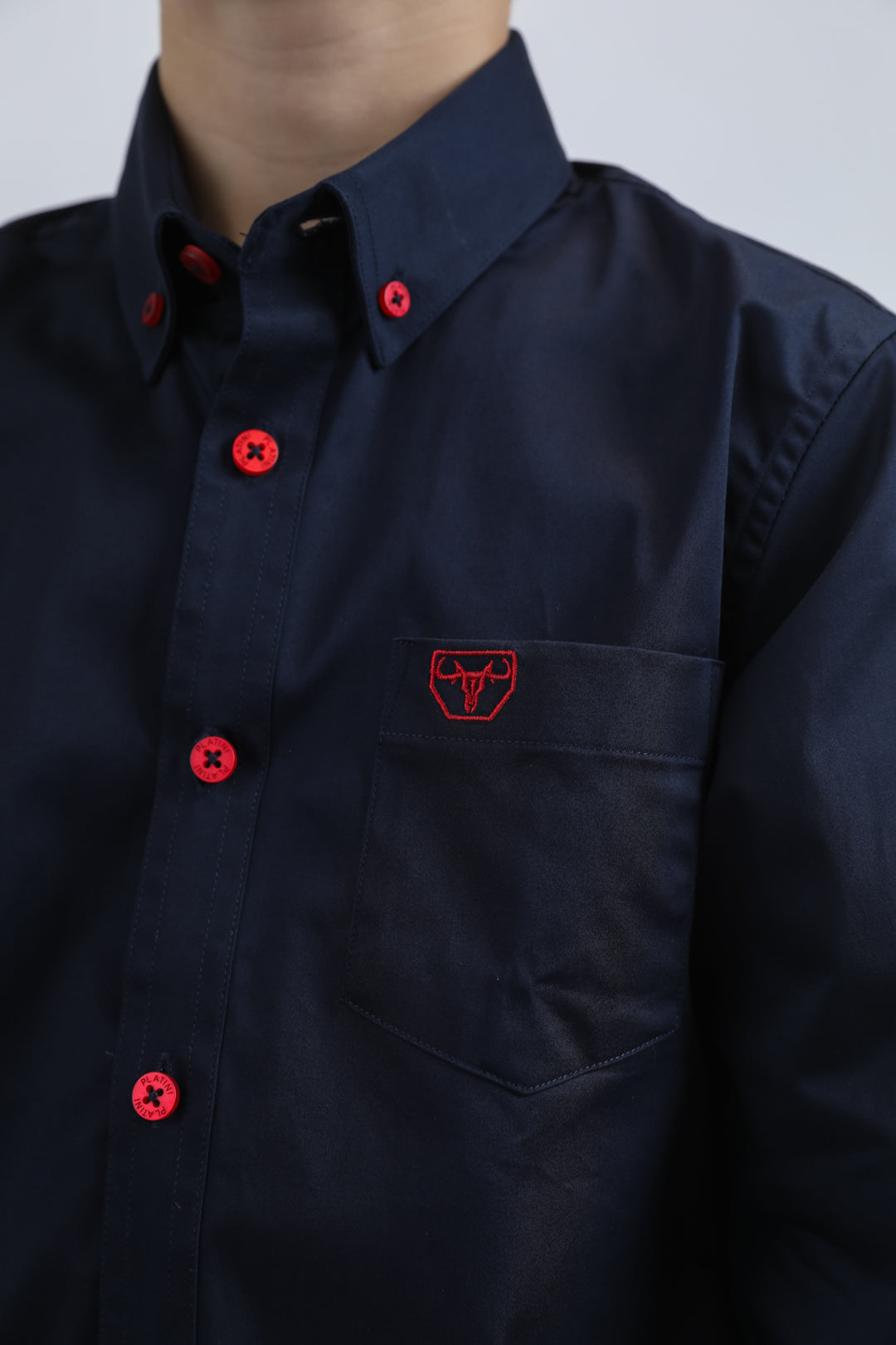 Kid´s Single Pocket Logo Modern Fit Stretch Navy Dress Shirt