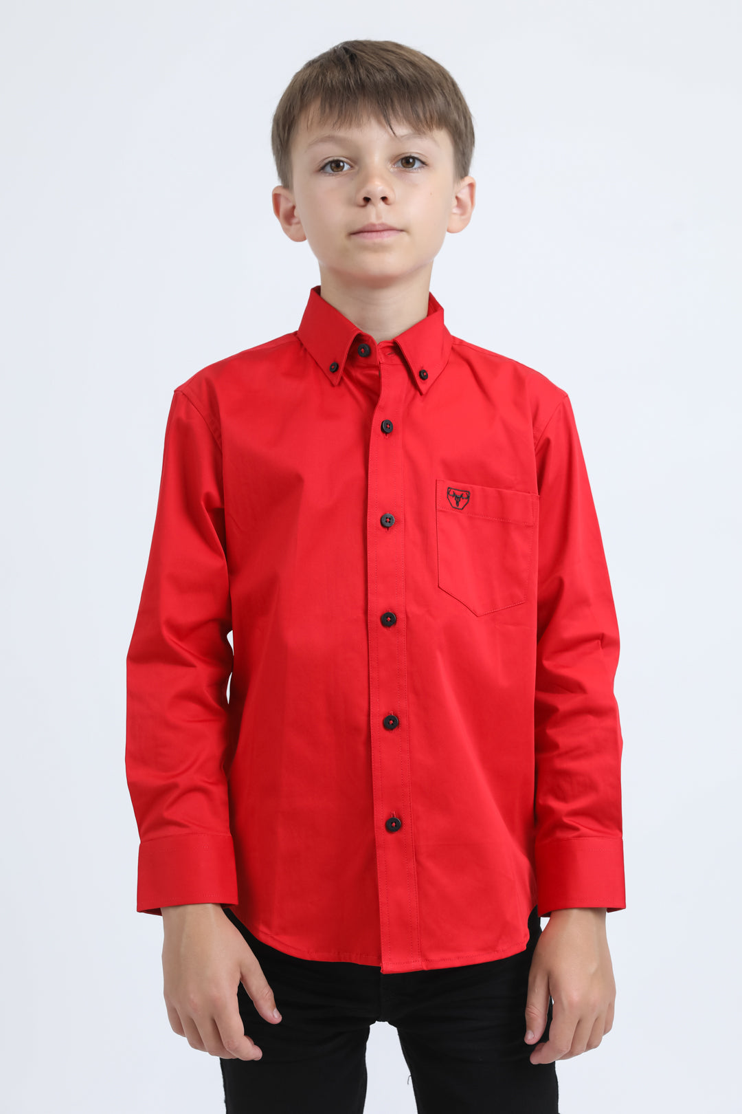Kid´s Single Pocket Logo Modern Fit Stretch Red Dress Shirt