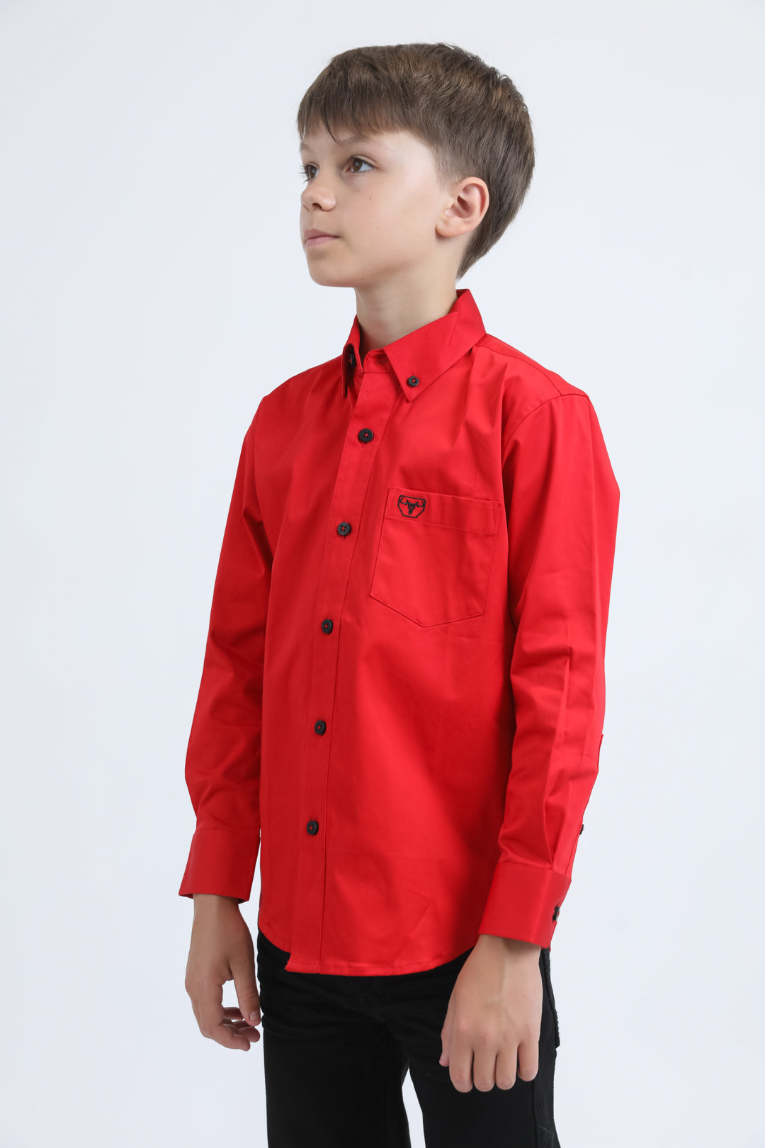 Kid´s Single Pocket Logo Modern Fit Stretch Red Dress Shirt
