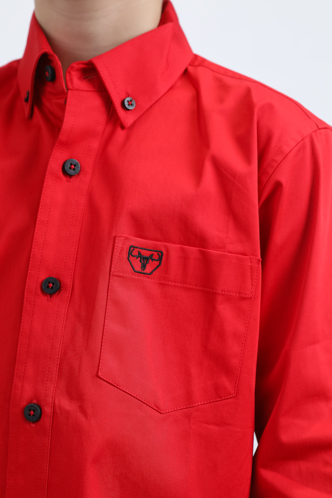 Kid´s Single Pocket Logo Modern Fit Stretch Red Dress Shirt