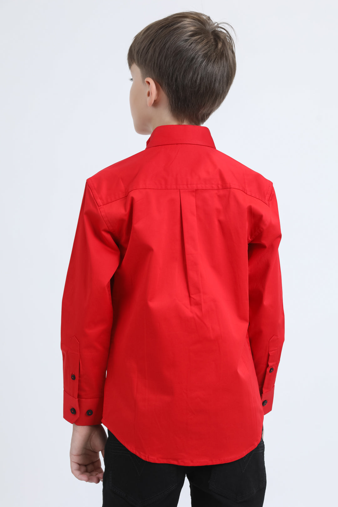 Kid´s Single Pocket Logo Modern Fit Stretch Red Dress Shirt