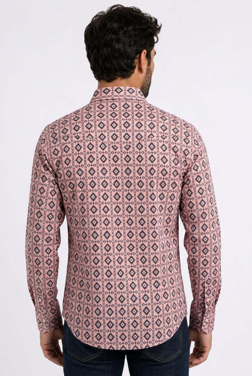 pink aztec stripe western shirt men platini detail
