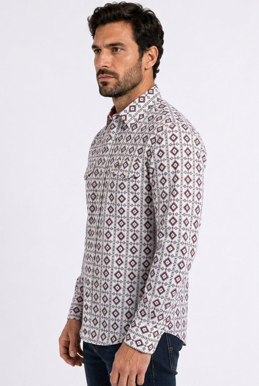 white aztec stripe western shirt men platini detail