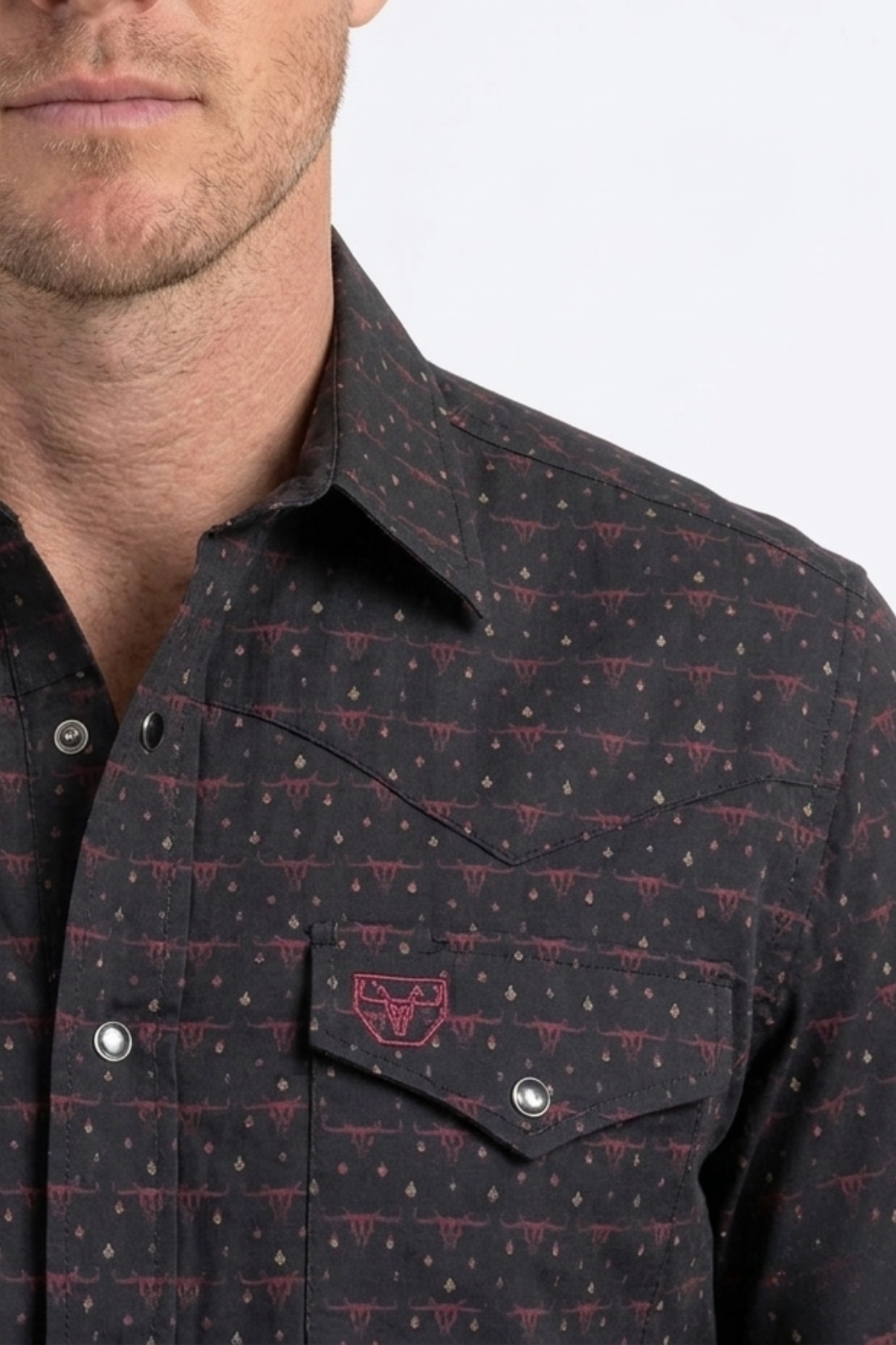 black longhorn heritage western shirt men platini close-up