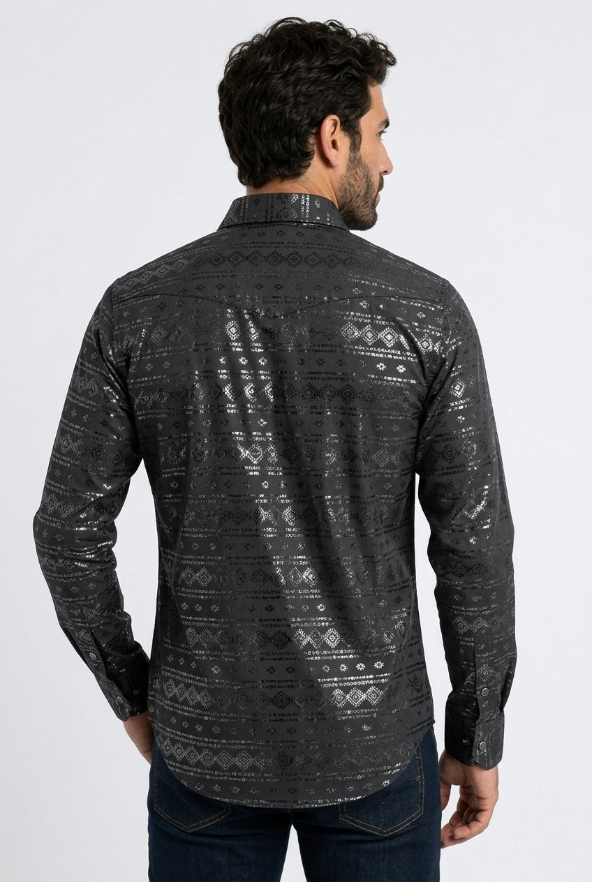 black foil western shirt men platini back
