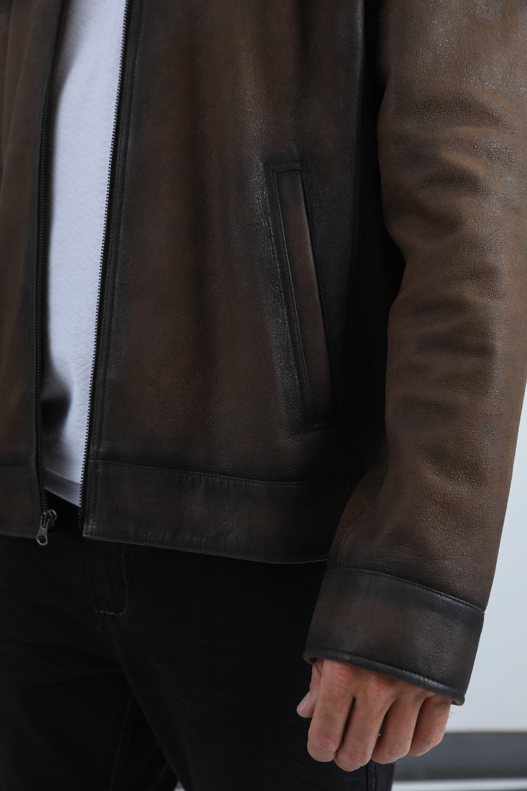 Mens Genuine Leather Brown Jacket