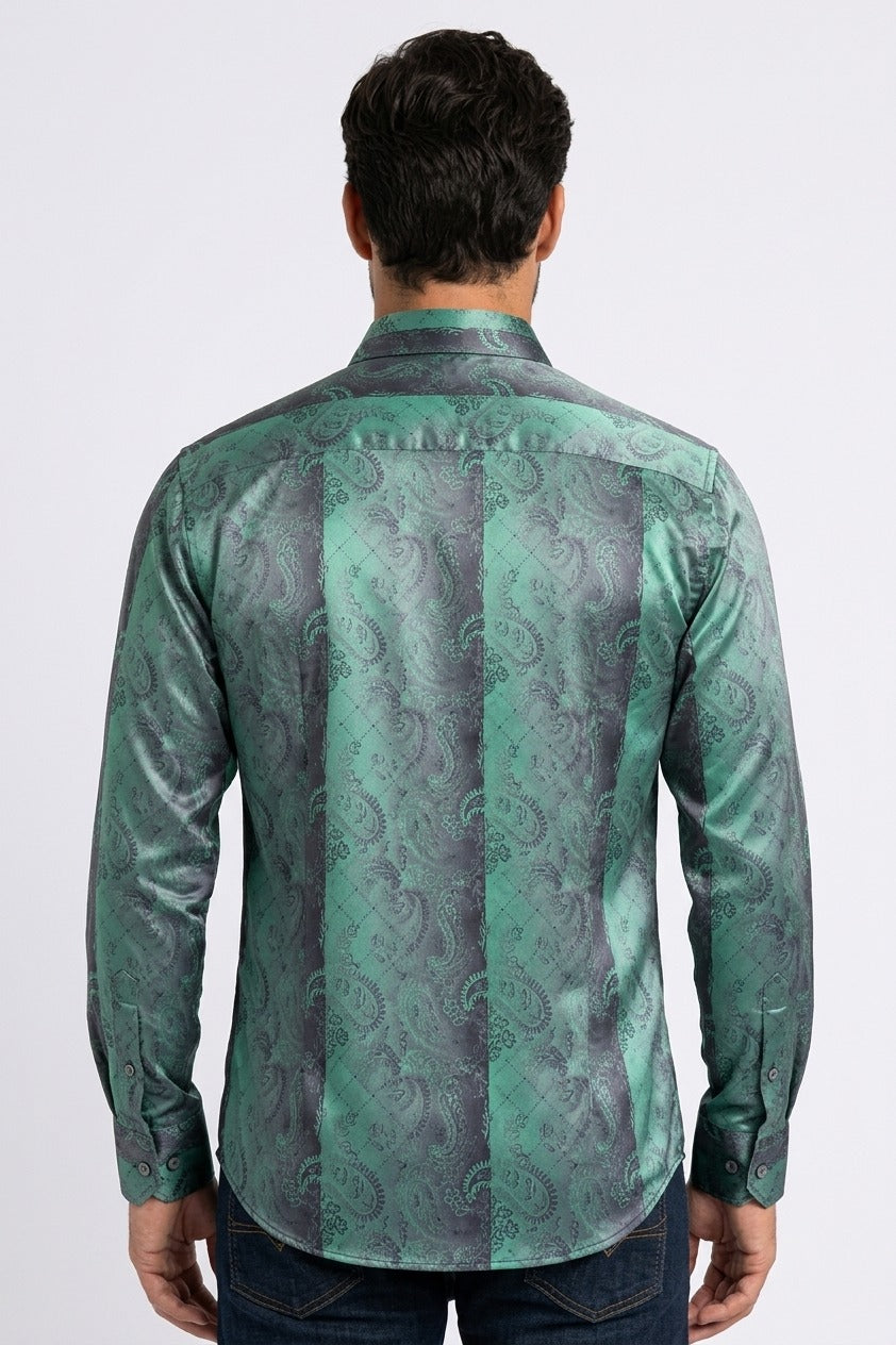 green gradient paisley foil shirt men platini side
