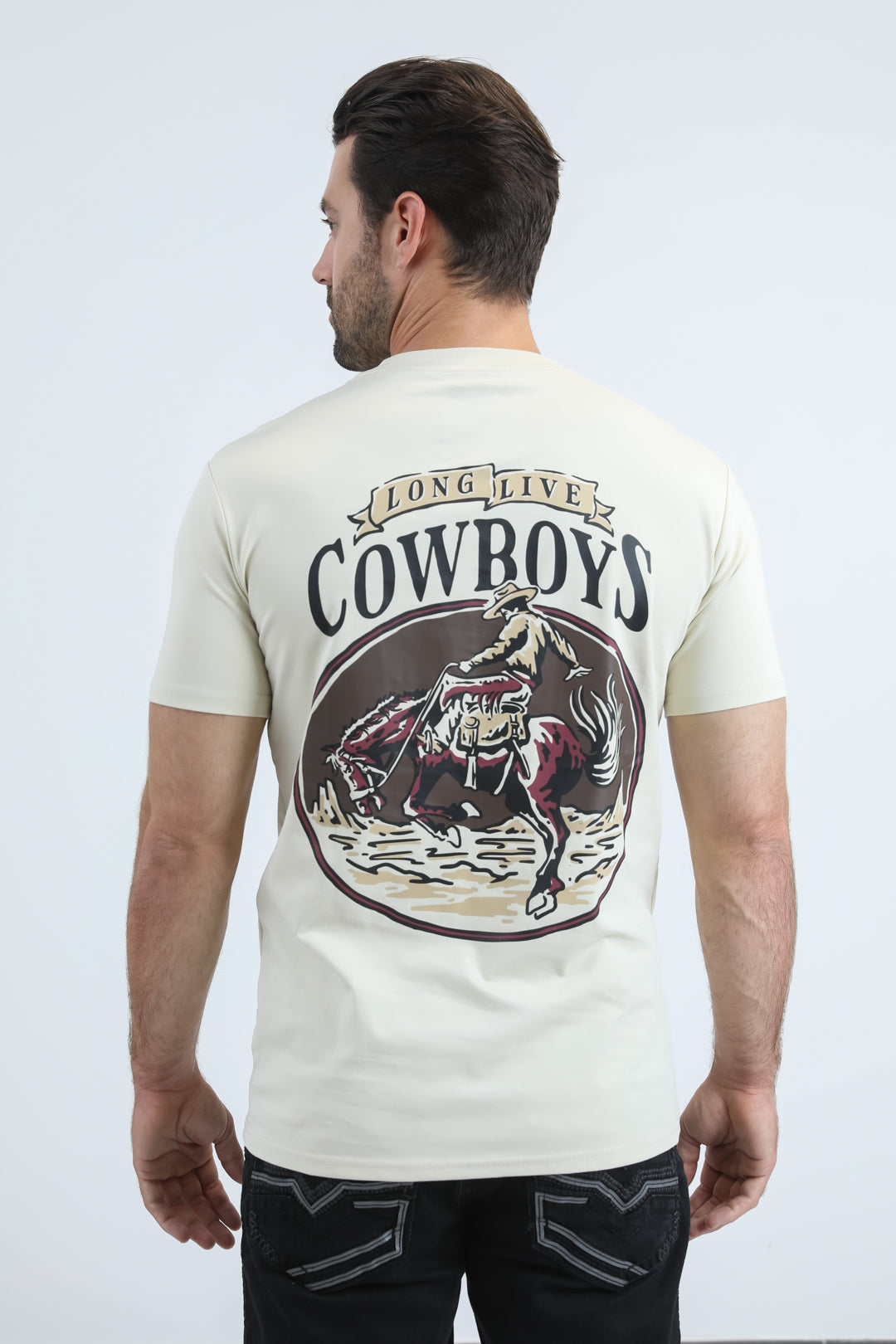 Mens Modern Fit Cotton Stretch Beige T-Shirt