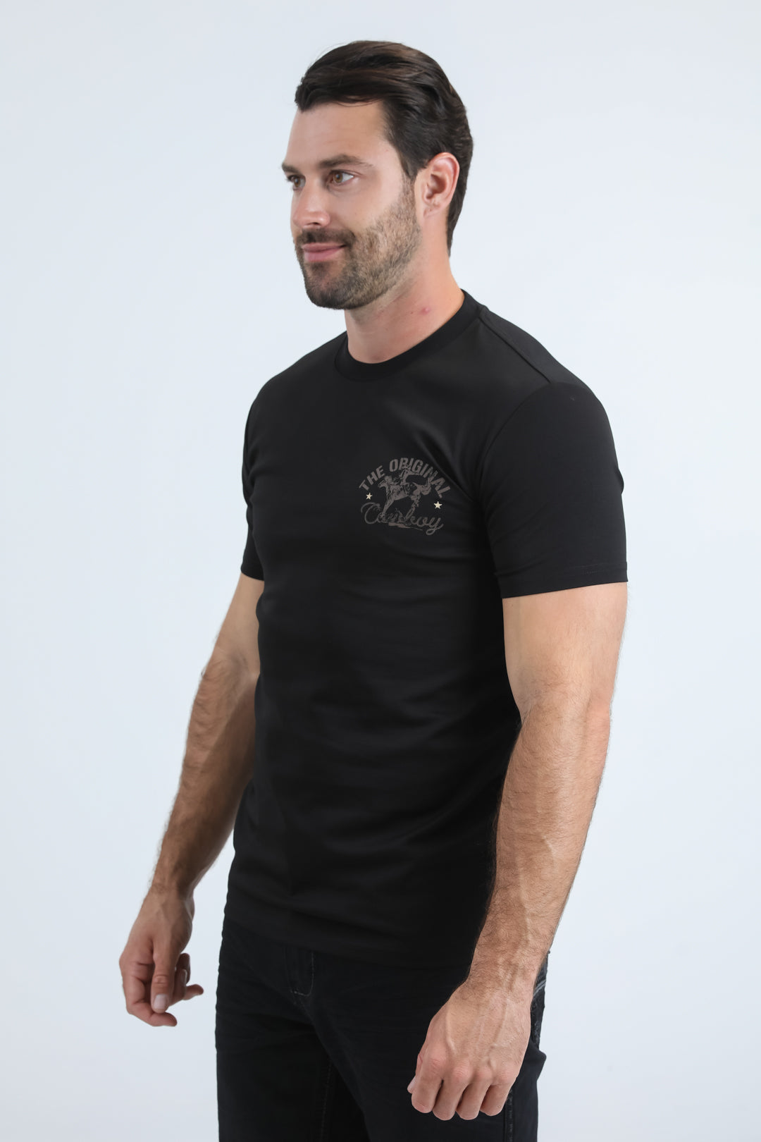 Mens Modern Fit Cotton Stretch Black T-Shirt