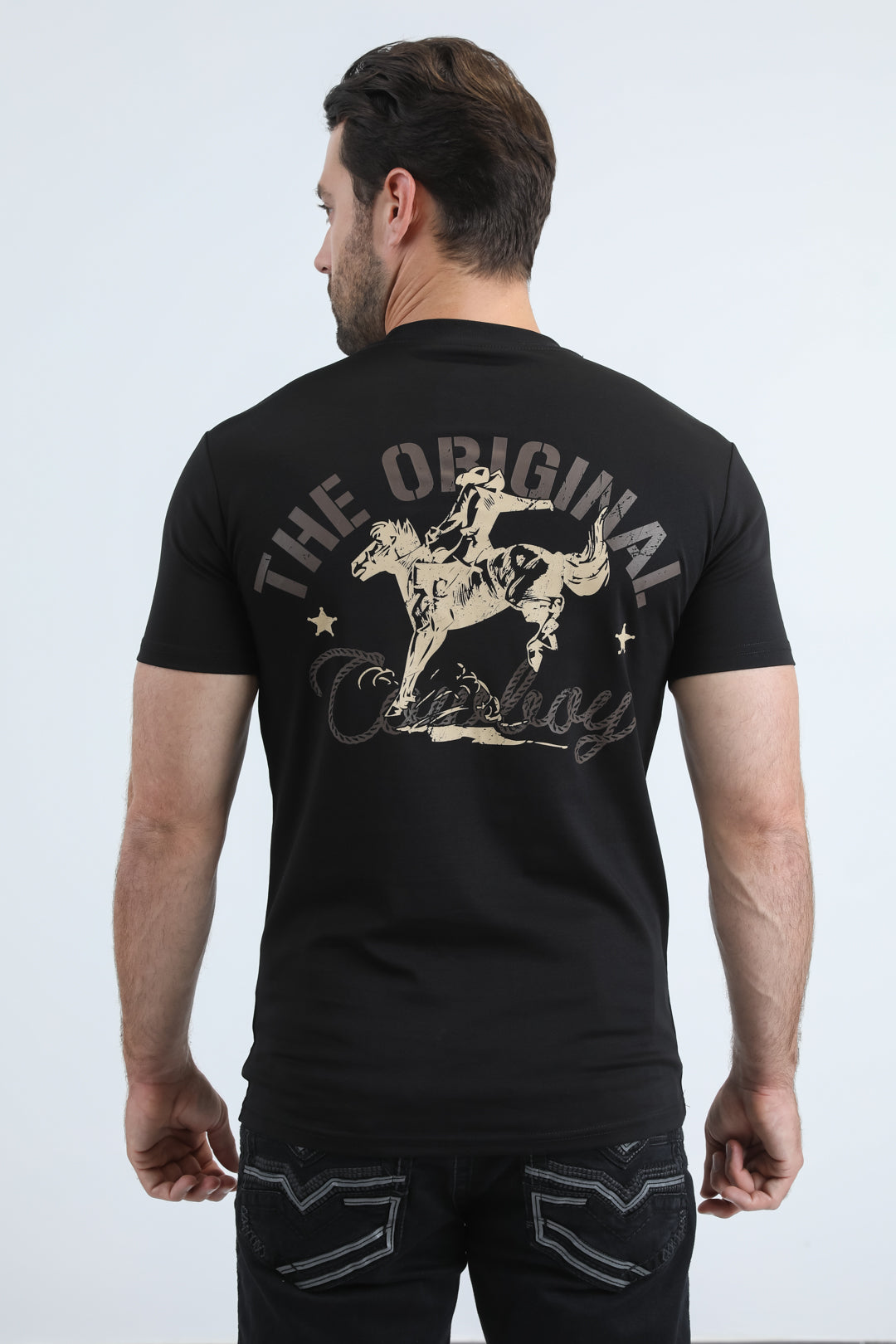 Mens Modern Fit Cotton Stretch Black T-Shirt
