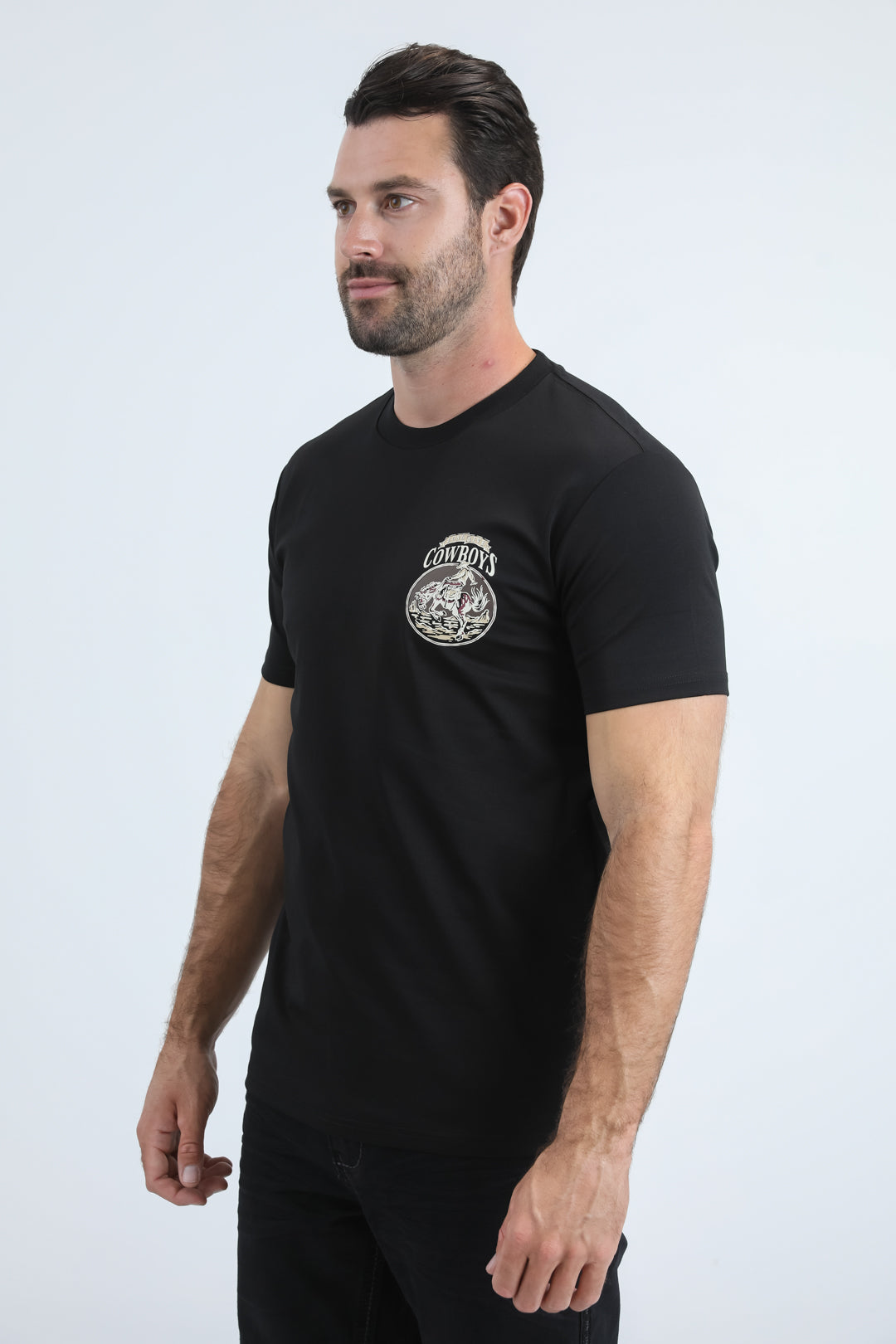 Mens Modern Fit Cotton Stretch Black T-Shirt