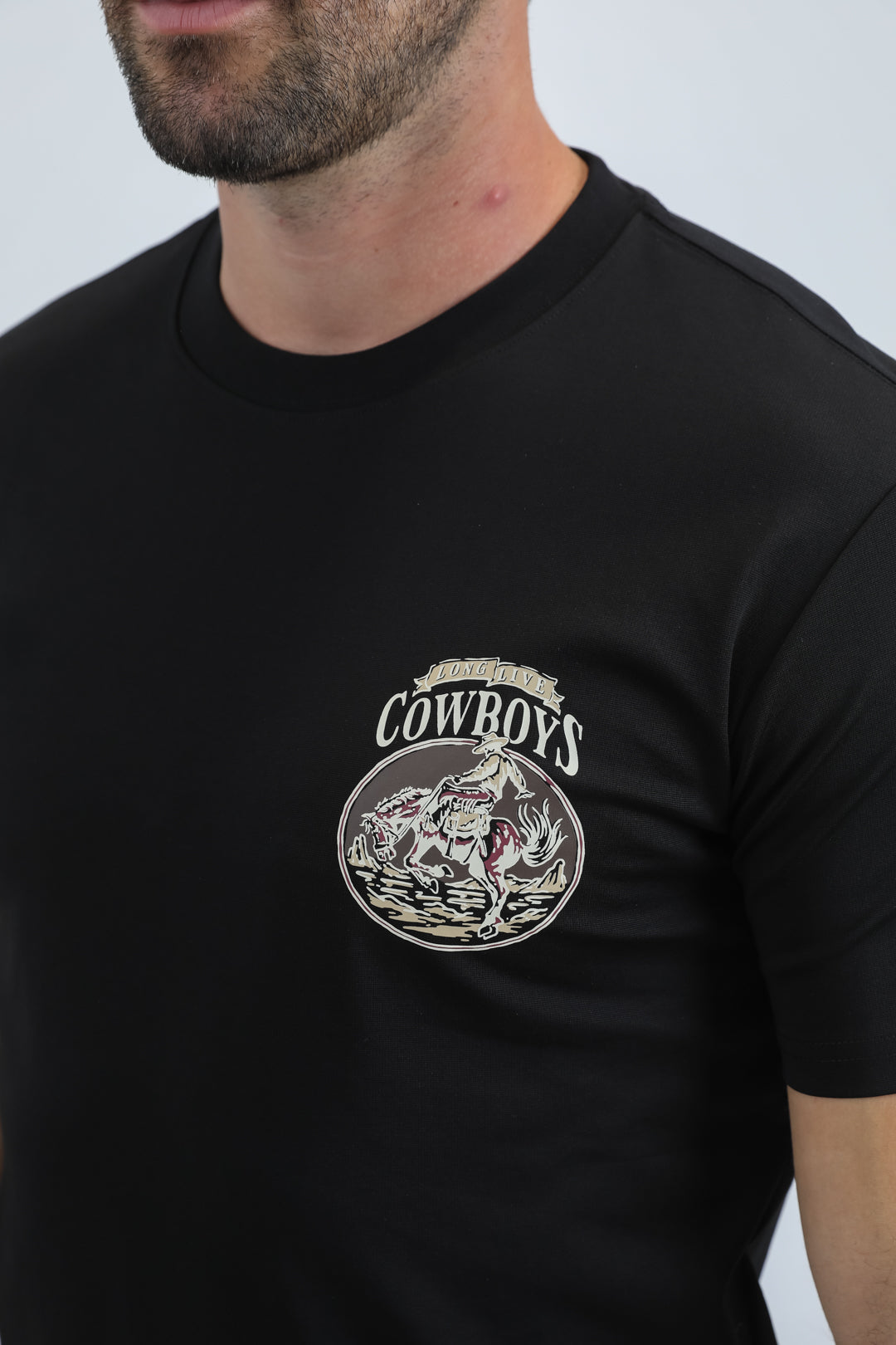 Mens Modern Fit Cotton Stretch Black T-Shirt