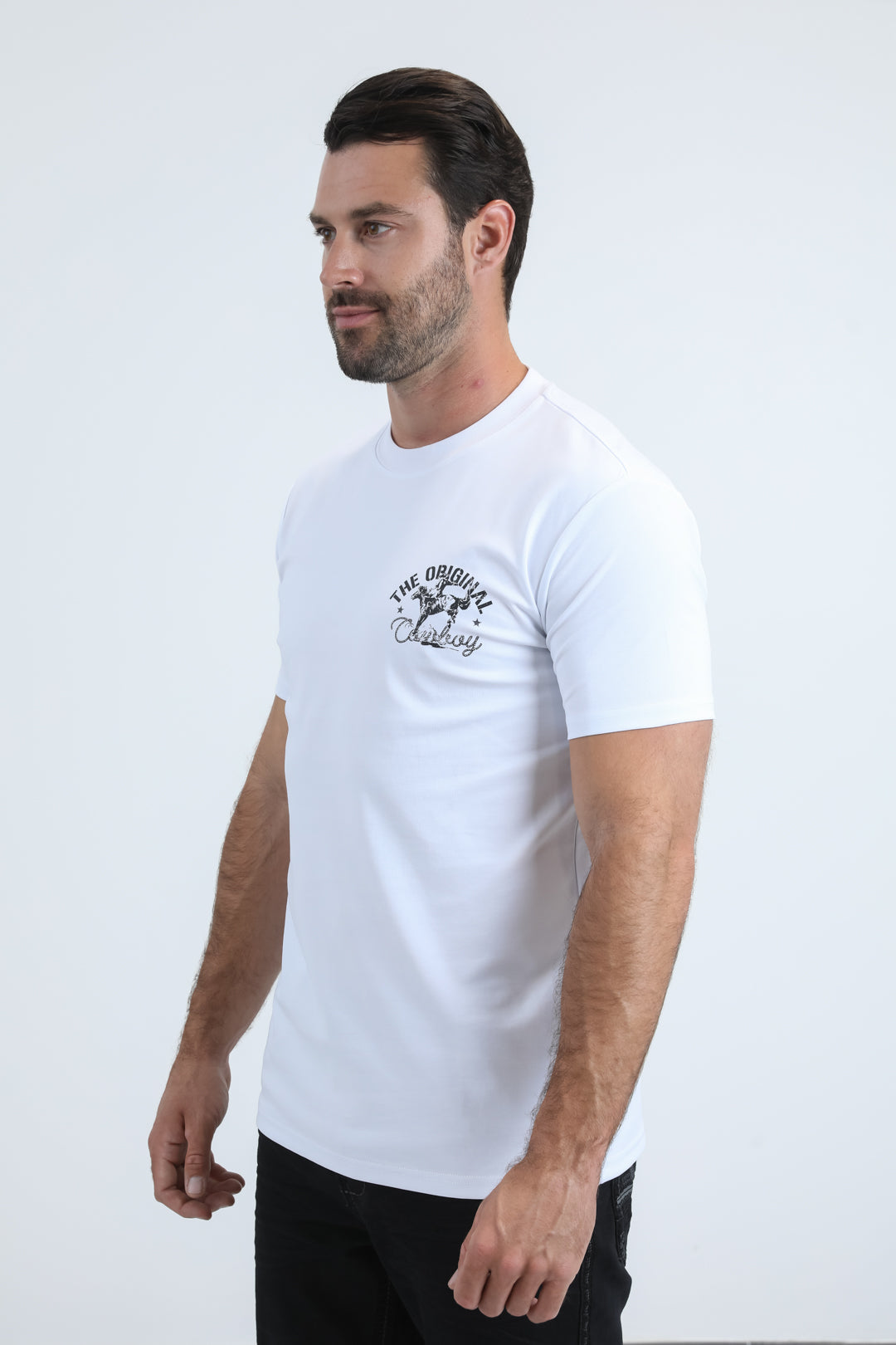 Mens Modern Fit Cotton Stretch White T-Shirt