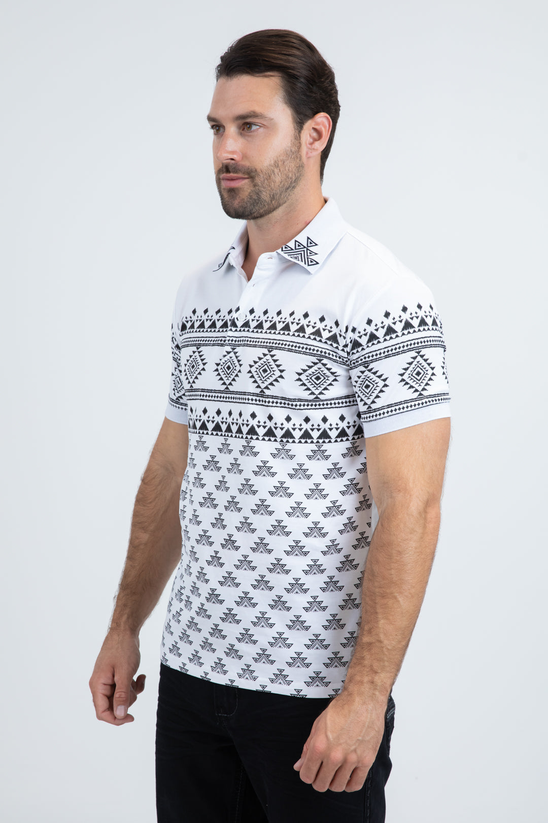 Mens Modern Fit Stretch Cotton White Polo