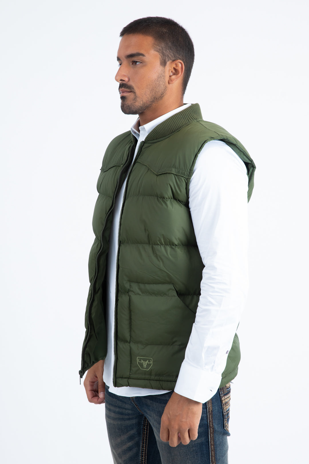 Mens Olive Light Bubble Vest
