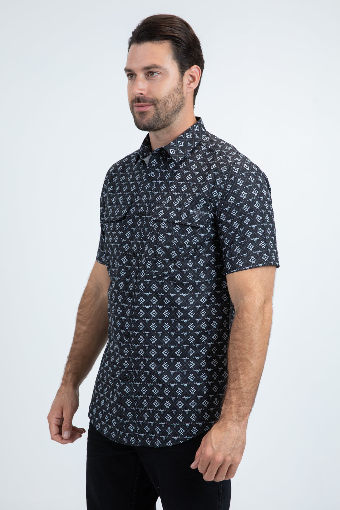 Mens Performance Classic Fit Short Sleeve Black Shirt