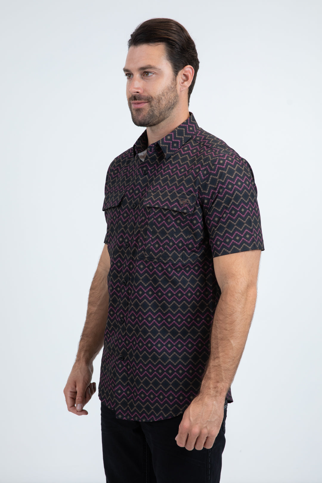 Mens Performance Classic Fit Short Sleeve Black Shirt