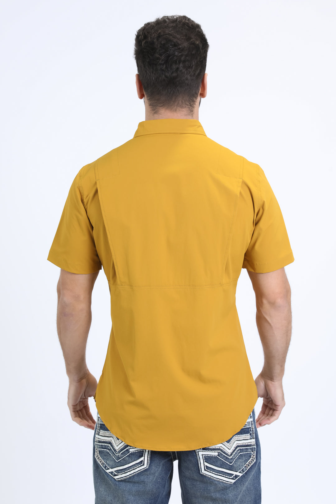 Mens Performance Classic Fit Short Sleeve Mustard Shirt