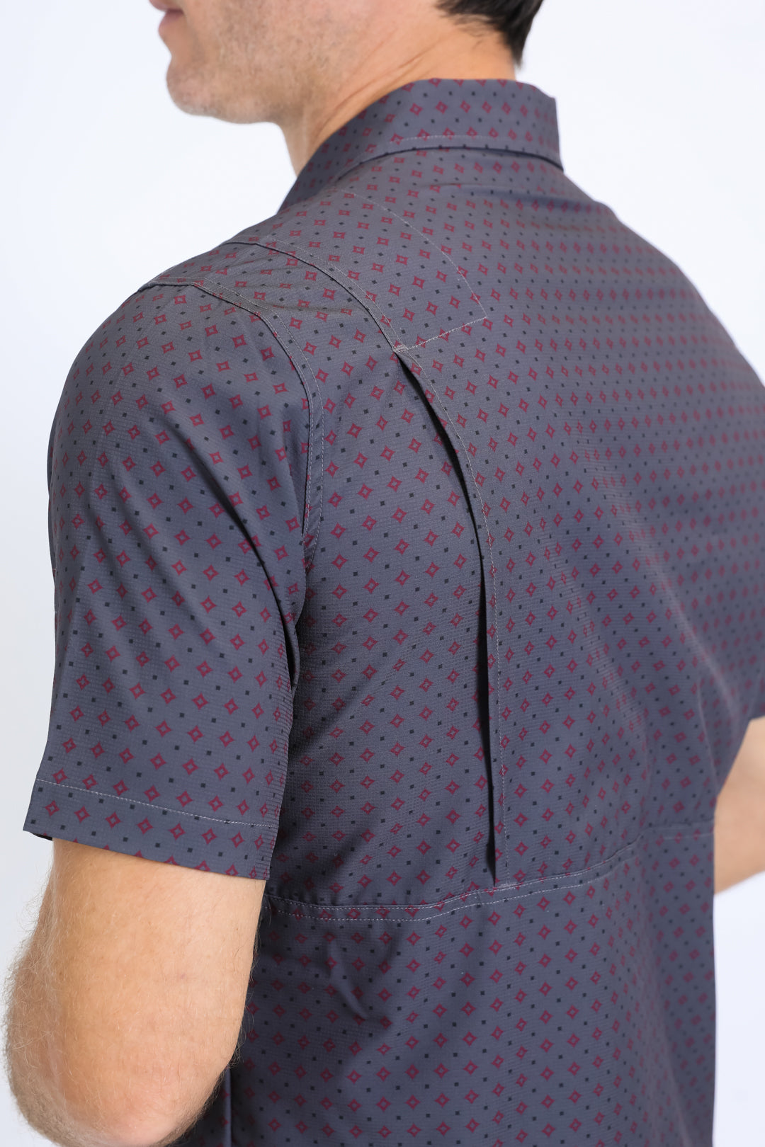 Mens Performance Western Short Sleeve Aztec Print Charcoal Shirt