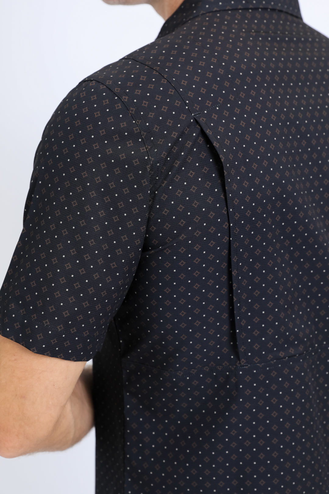 Mens Performance Western Short Sleeve Aztec Print Black Shirt