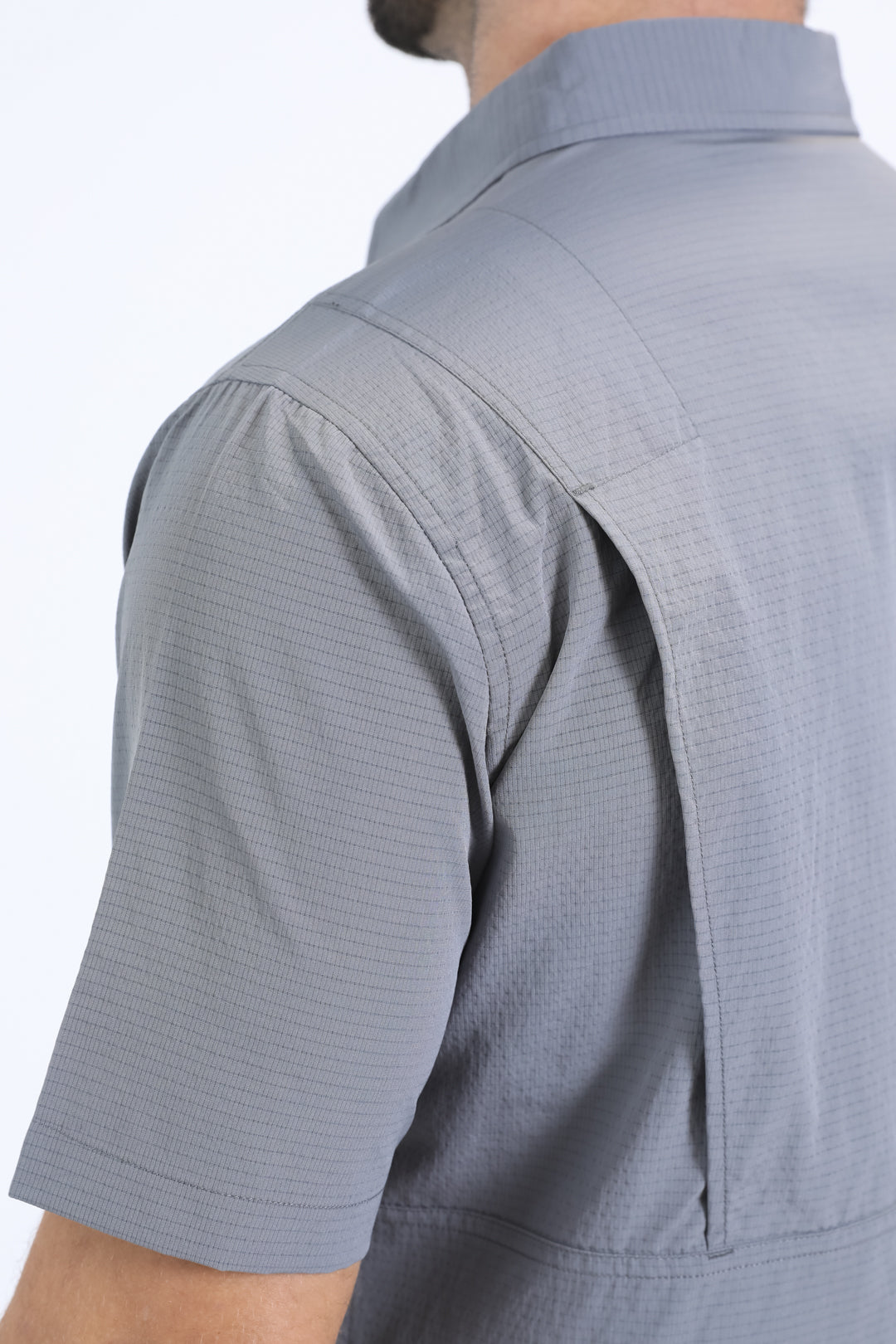 grey performance western solid shirt men platini detail-2