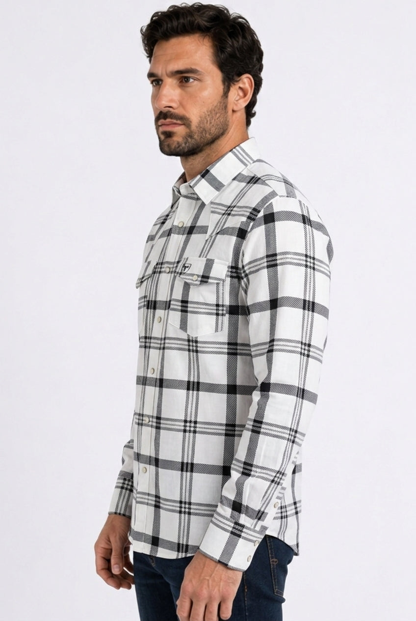 white plaid western shirt men platini detail