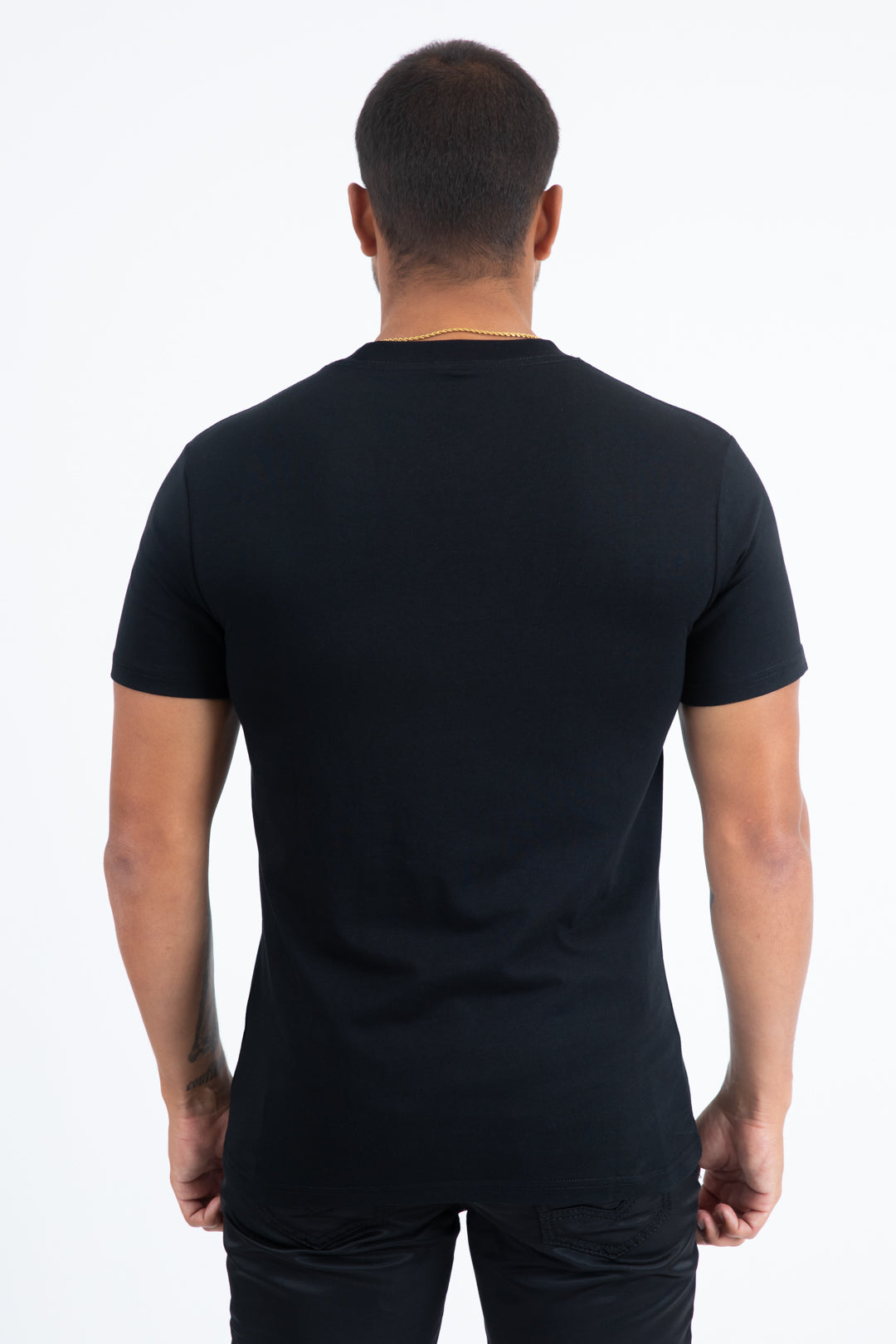 black rooster logo tee men platini back