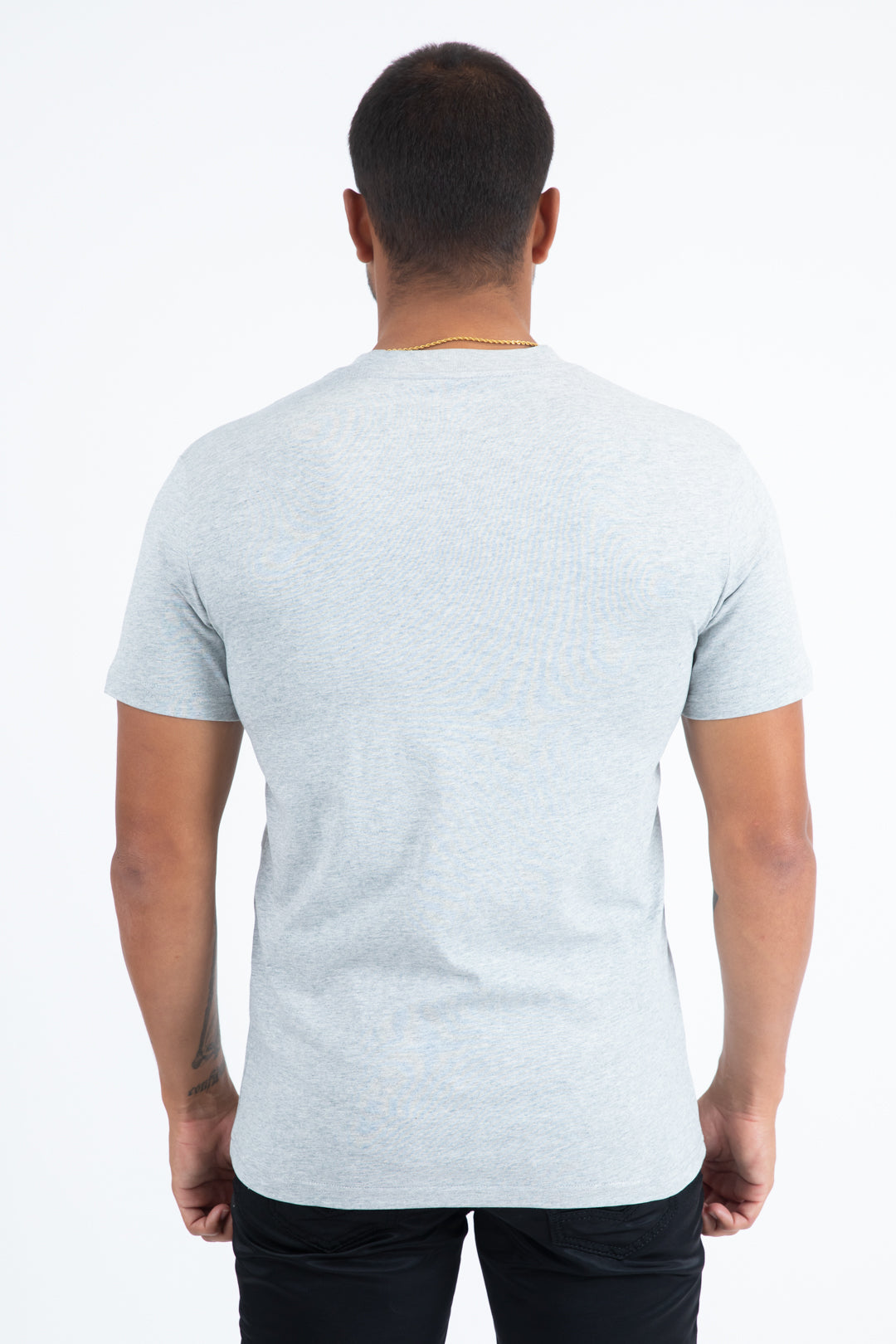 grey rooster logo tee men platini back
