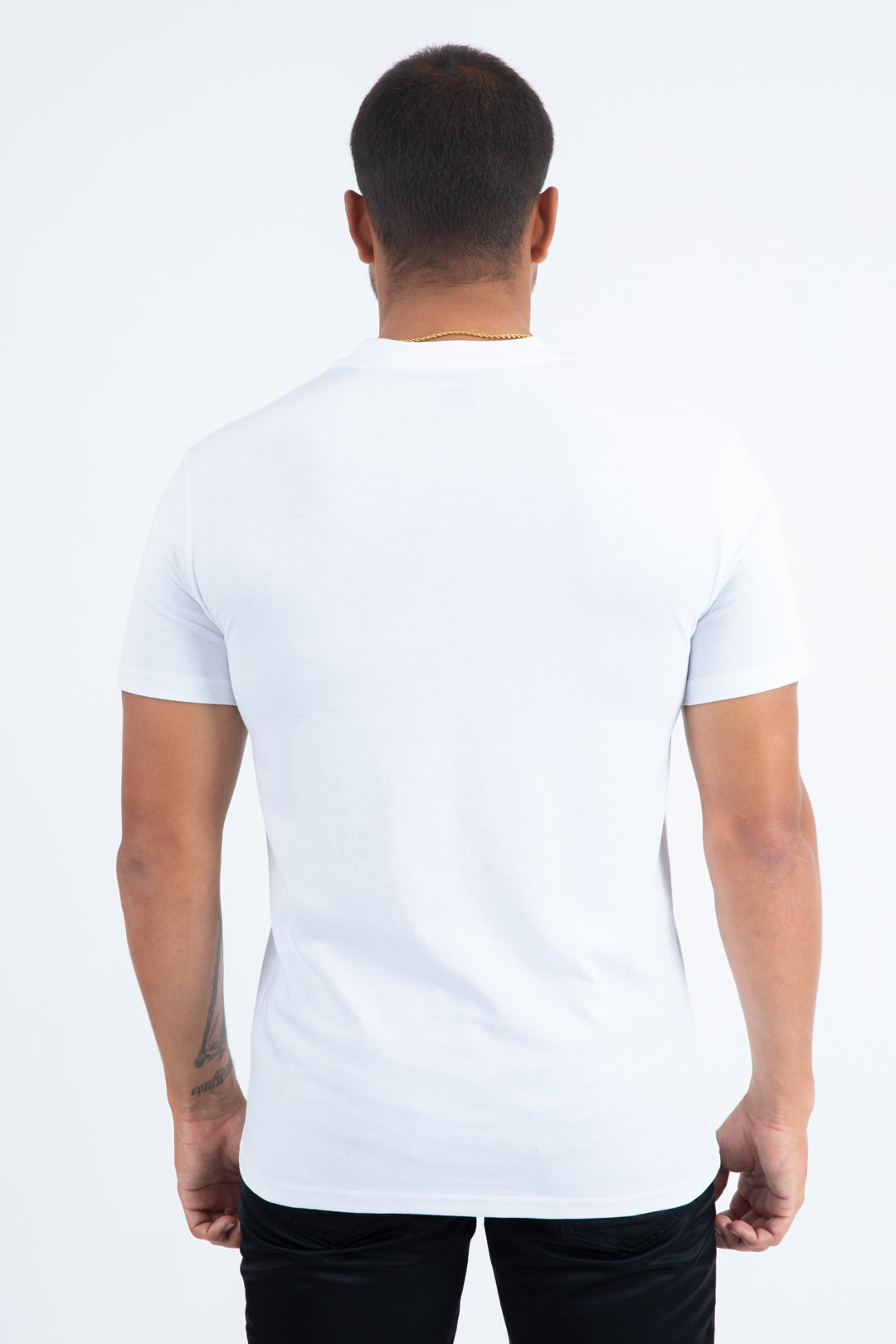 white rooster logo tee men platini back