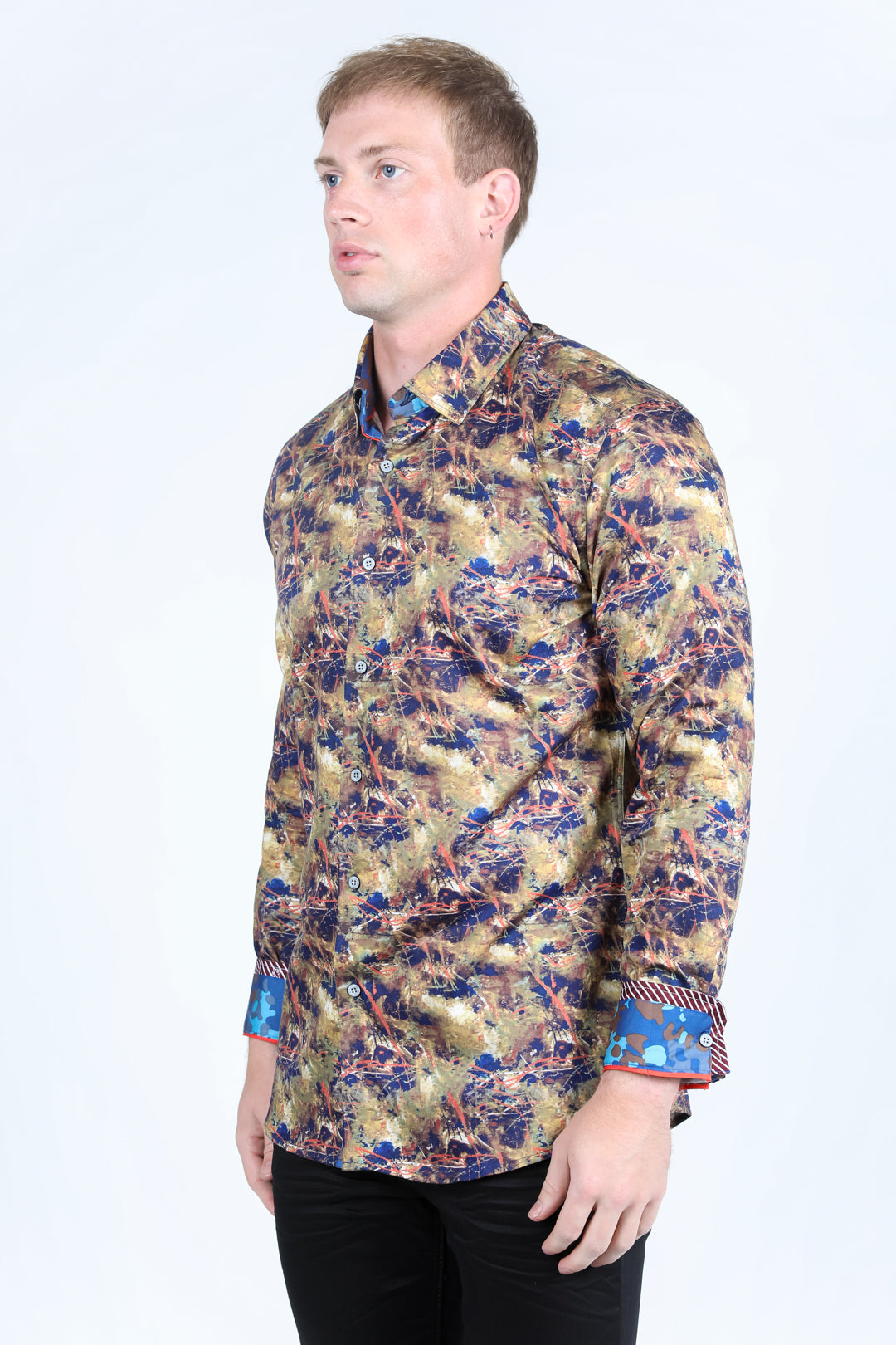 soft paisley contemporary contrast cuff shirt men platini detail-2