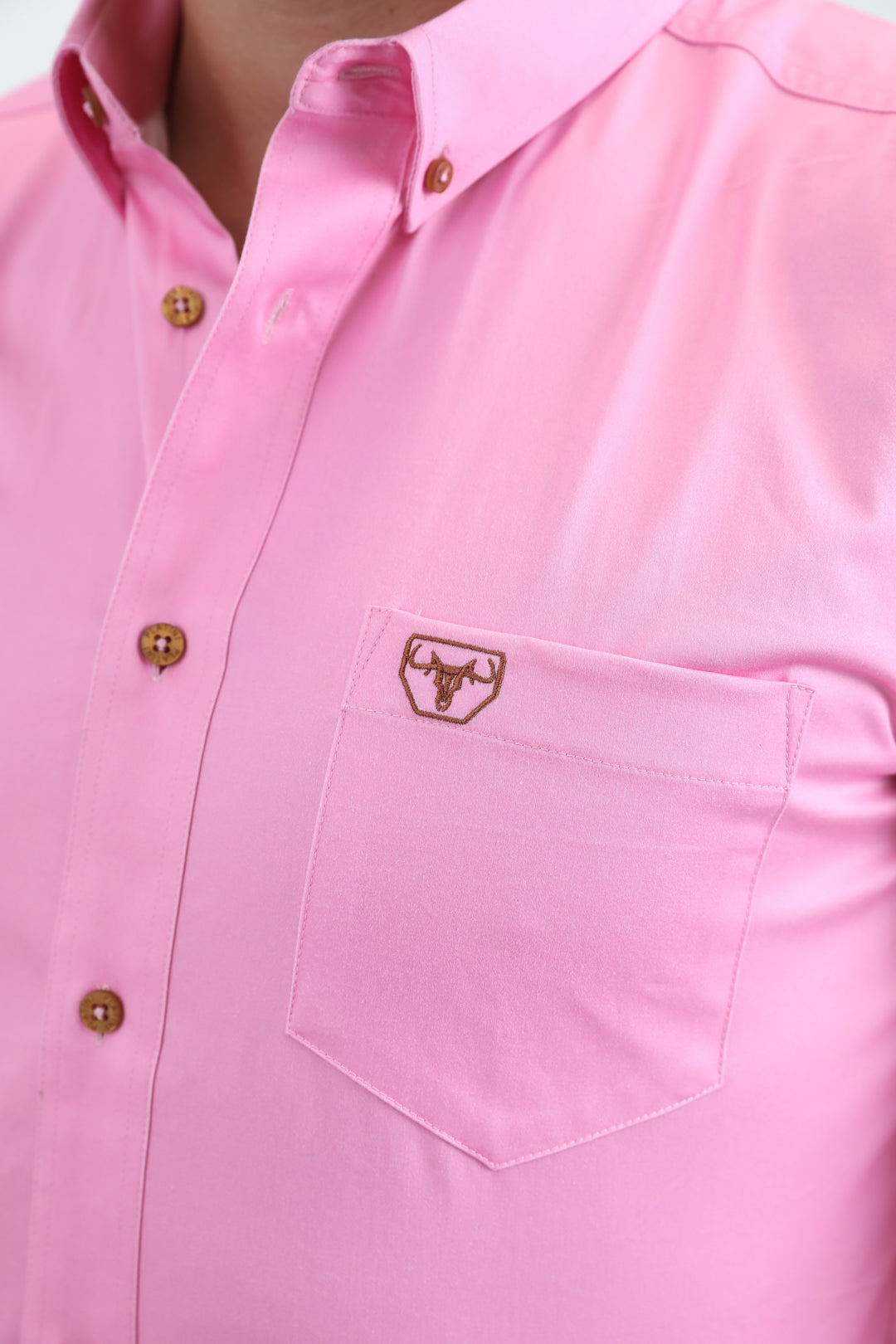 Men’s Single Pocket Logo Modern Fit Stretch Dress Hot Pink Shirt