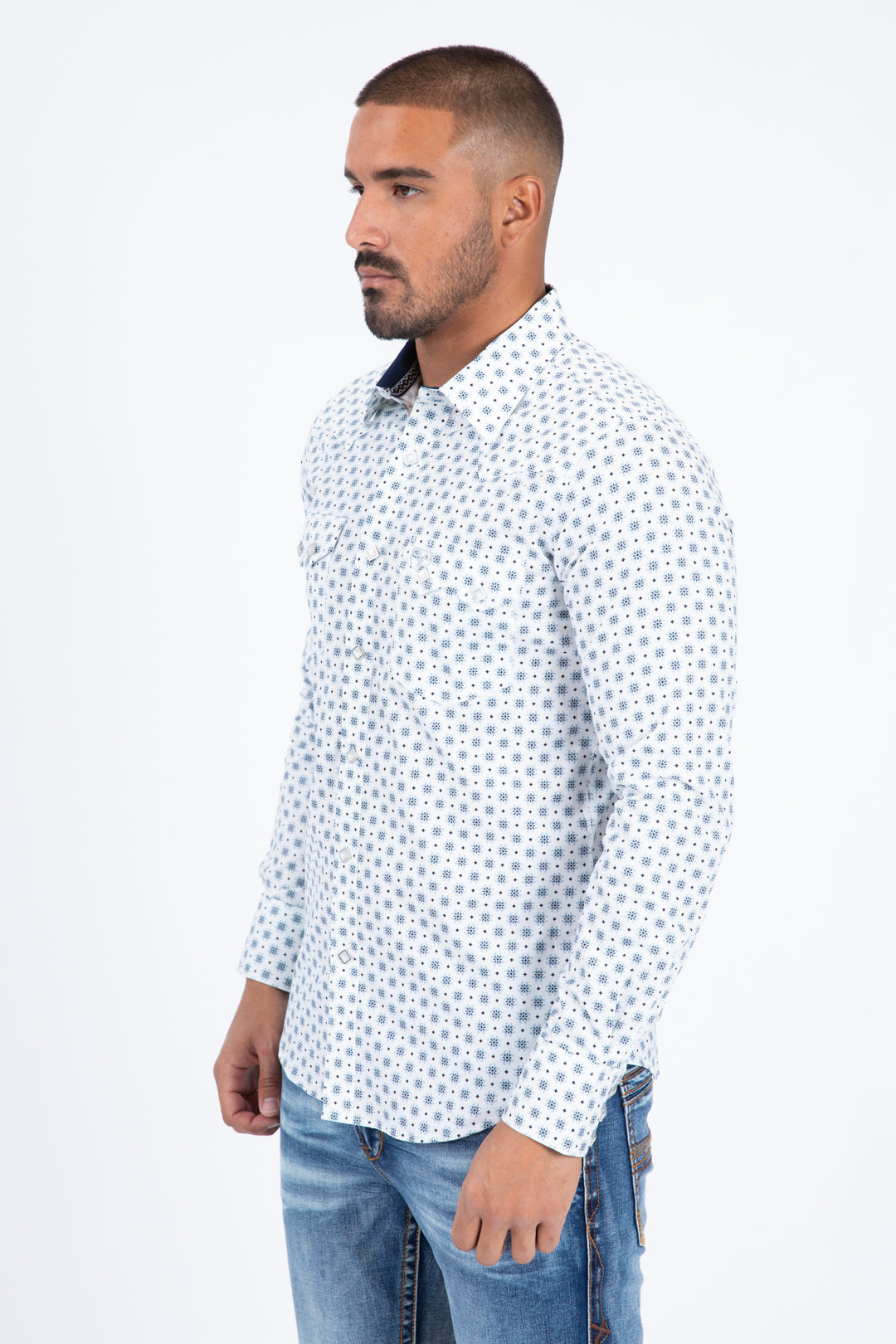 white diamond center western shirt men platini detail-2