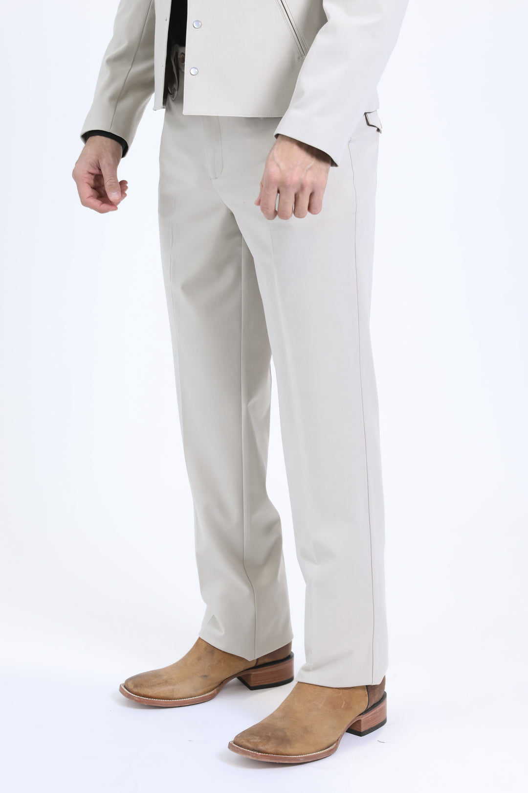 Mens Poly-Stretch Fit Western White Suit Pants