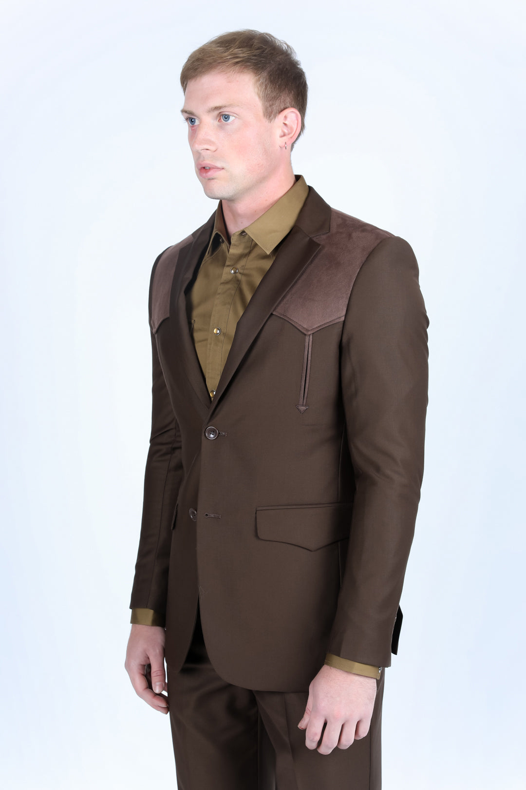 Men's Western Suit Sport Coat with Suede Yokes and Elbow Patches