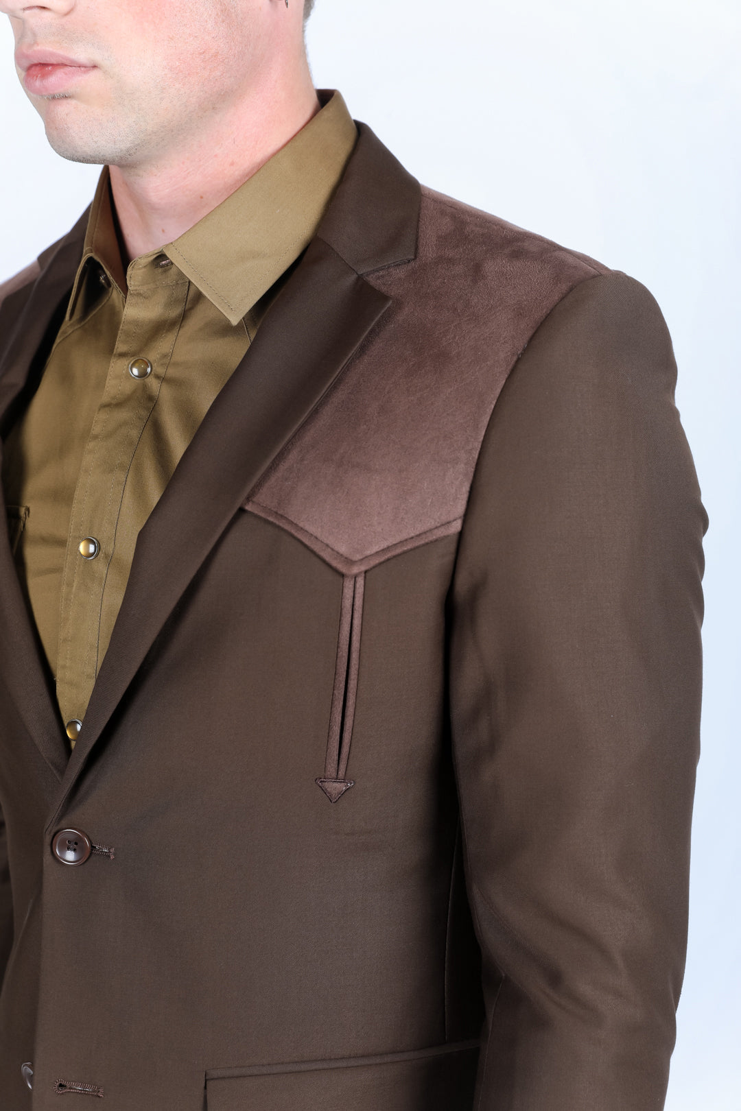 Men's Western Suit Sport Coat with Suede Yokes and Elbow Patches