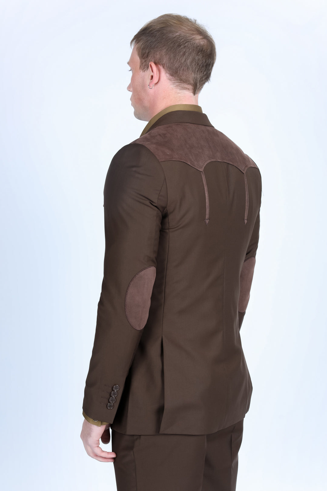 Men's Western Suit Sport Coat with Suede Yokes and Elbow Patches